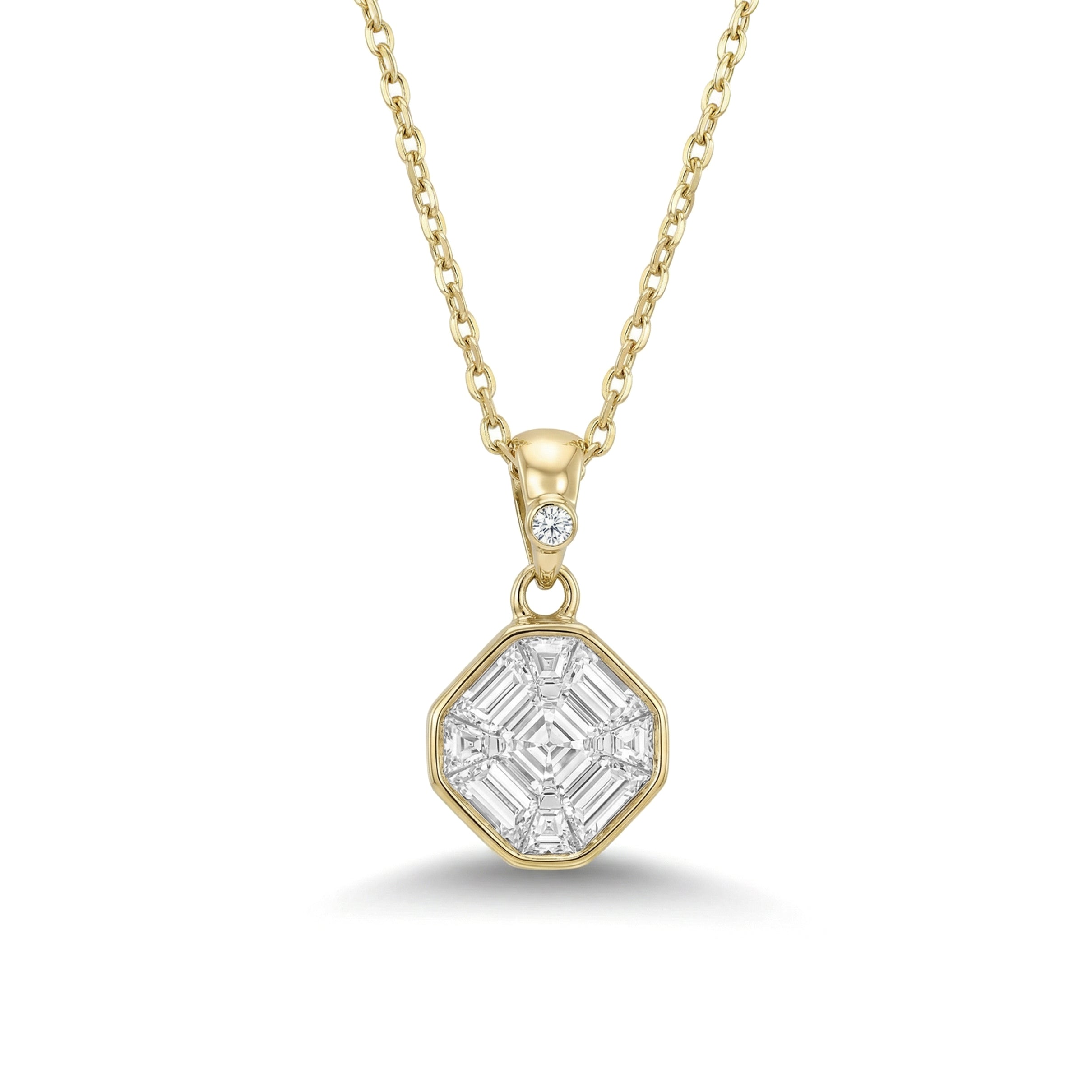 Natural White Baguette Illusion Diamond Pendant