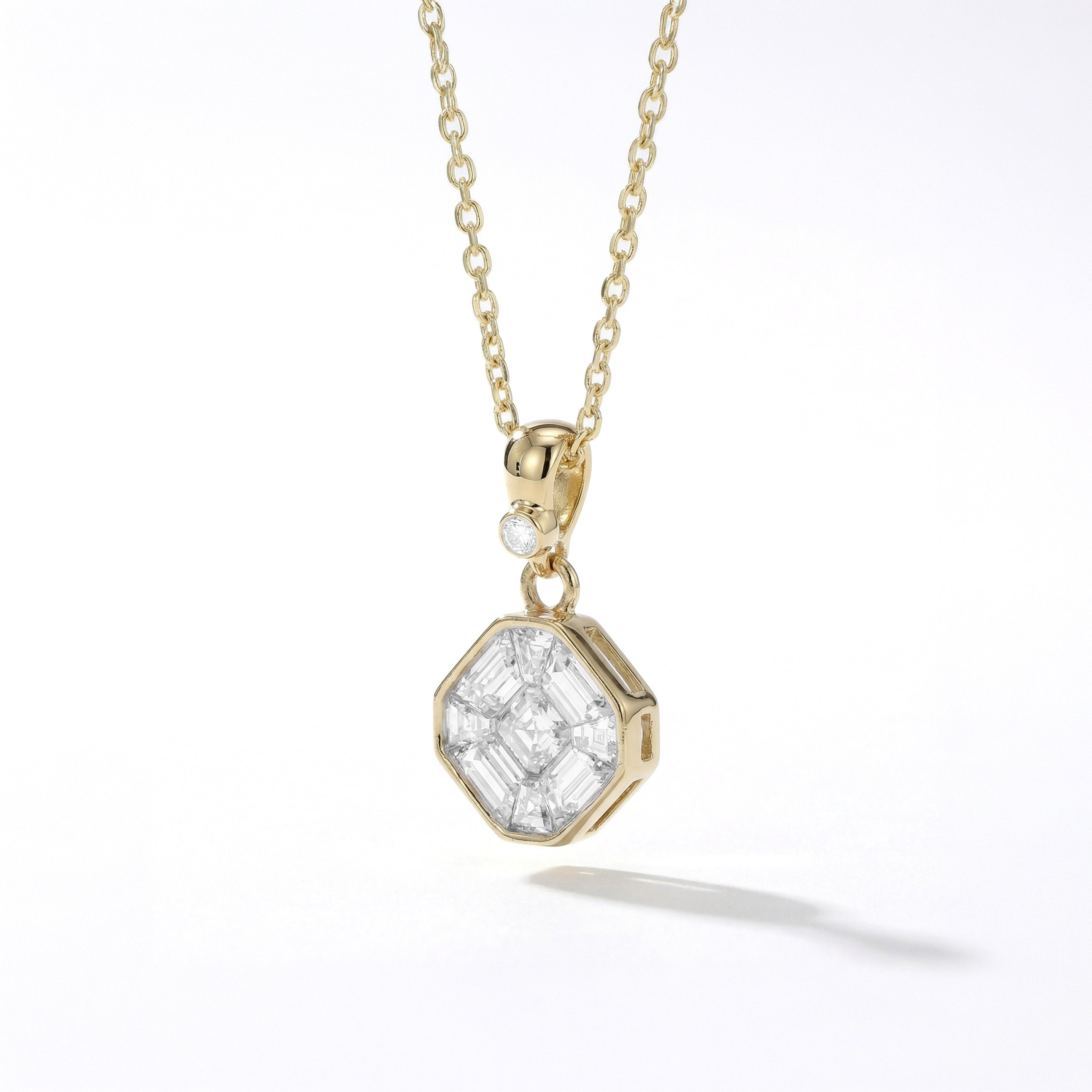 Natural White Baguette Illusion Diamond Pendant