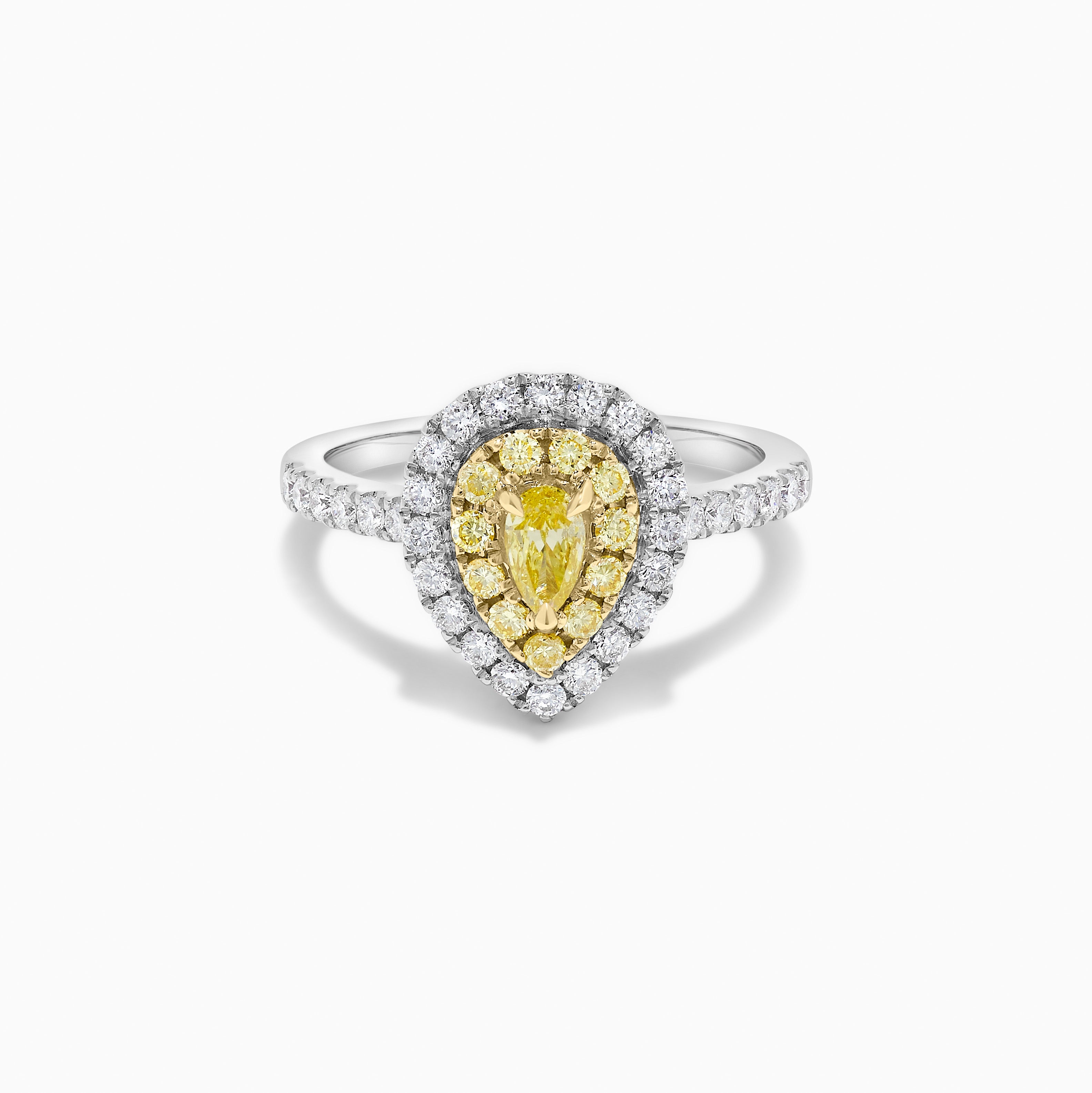 Yellow Pear Cut & White Diamond Ring JR01005P