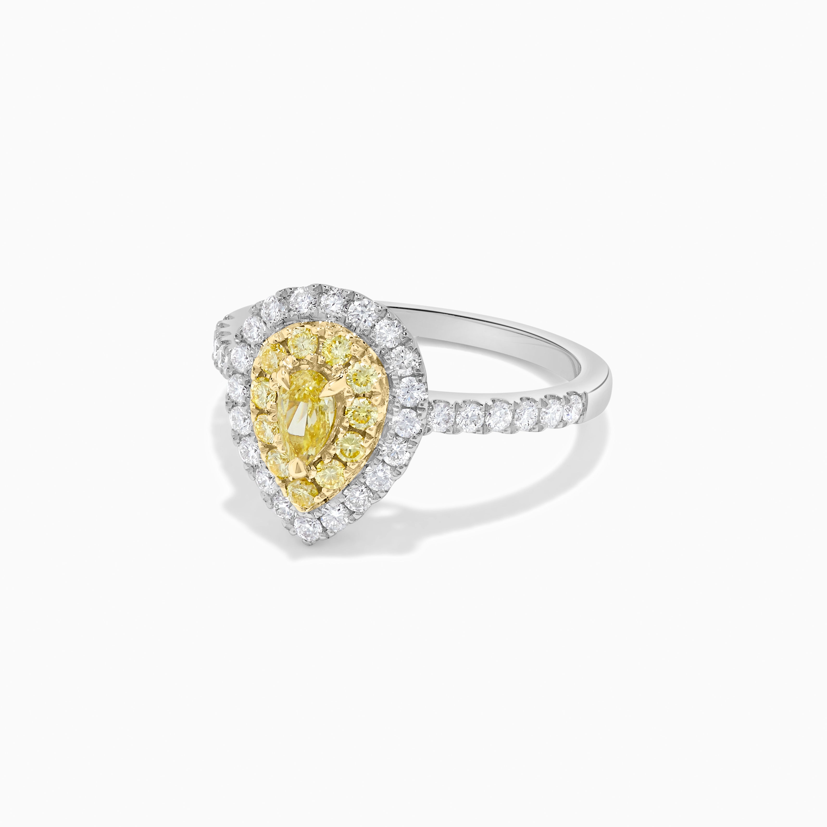 Yellow Pear Cut & White Diamond Ring JR01005P
