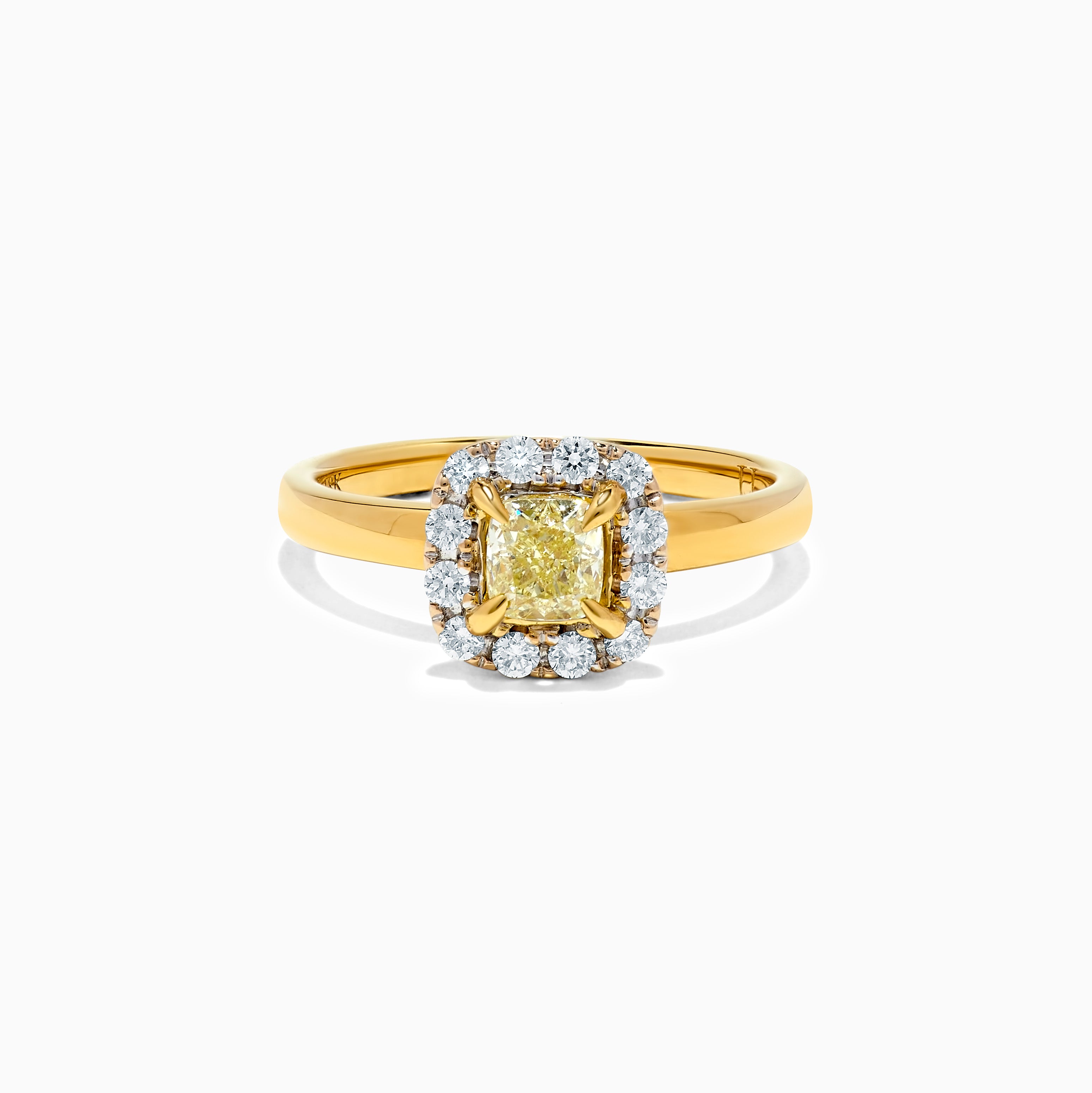 Yellow Cushion Cut Diamond & White Diamond Ring JR01009P