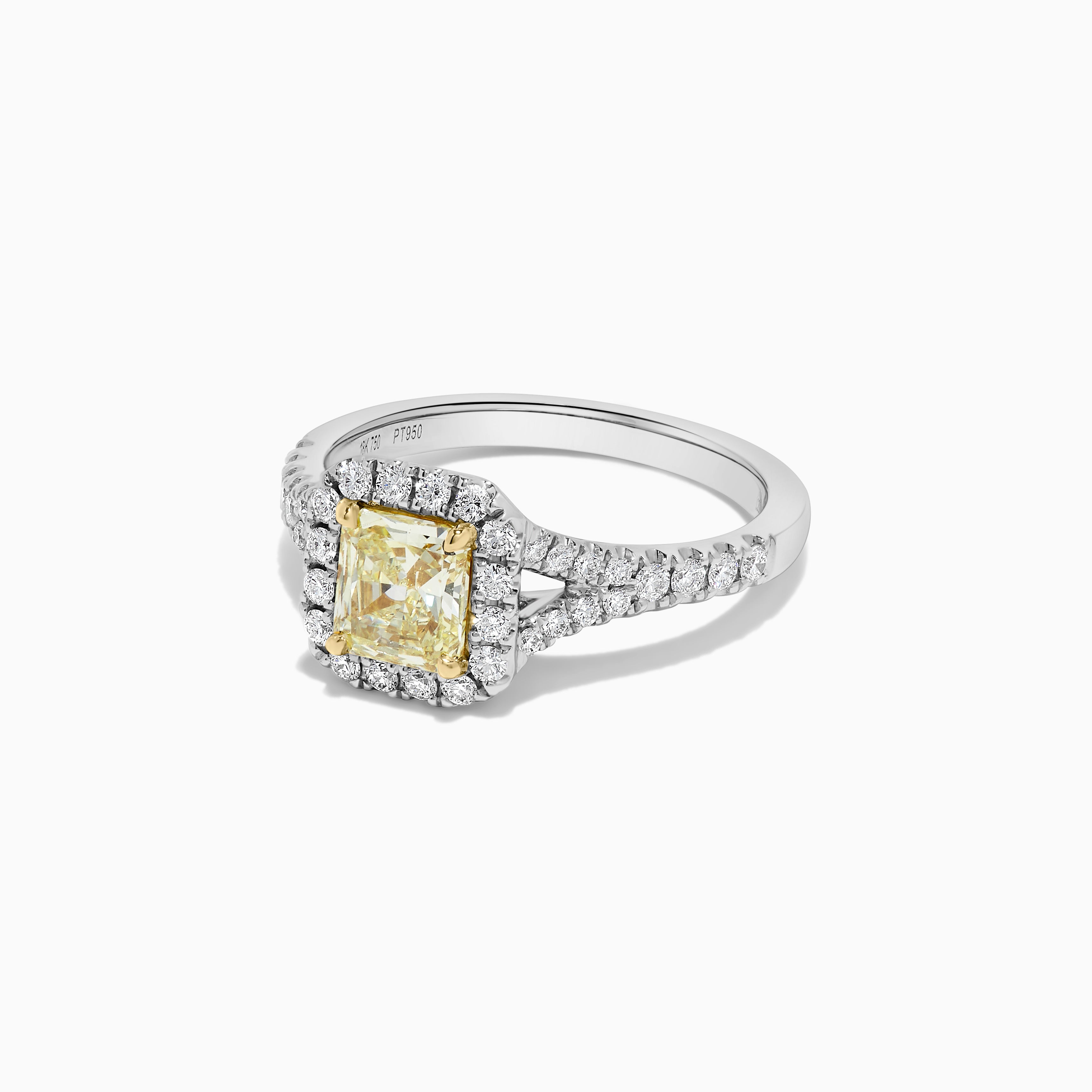 GIA Yellow Radiant Cut Diamond & White Diamond Platinum Ring JR01100H