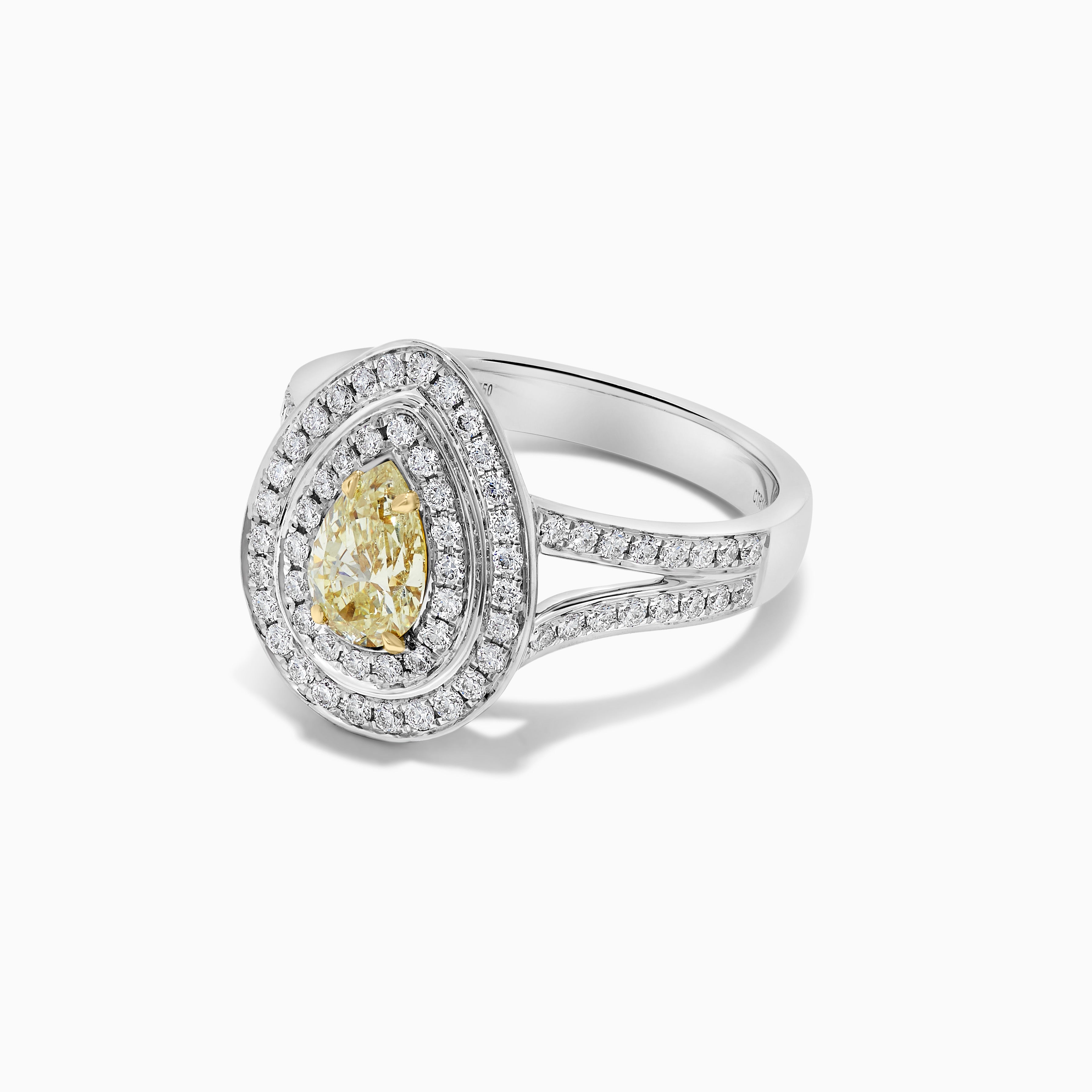 GIA Yellow Pear Cut & White Diamond Ring JR01116H