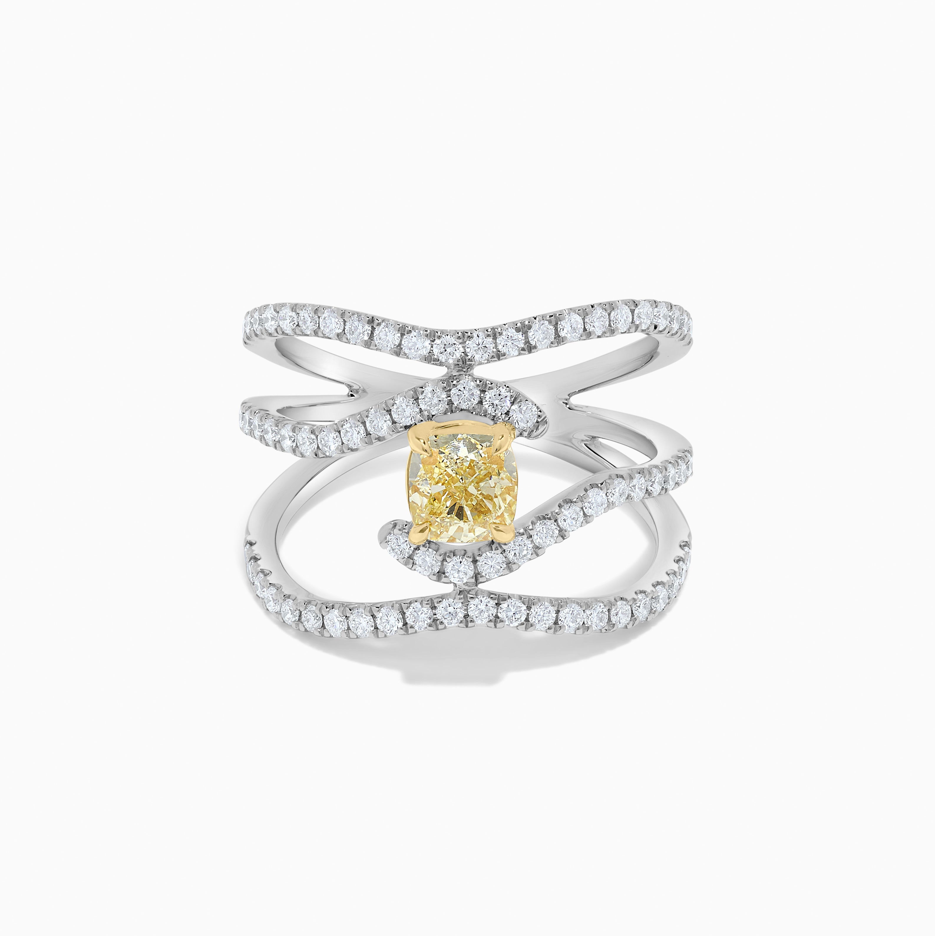 GIA Yellow Cushion Cut & White Diamond Ring JR01123P