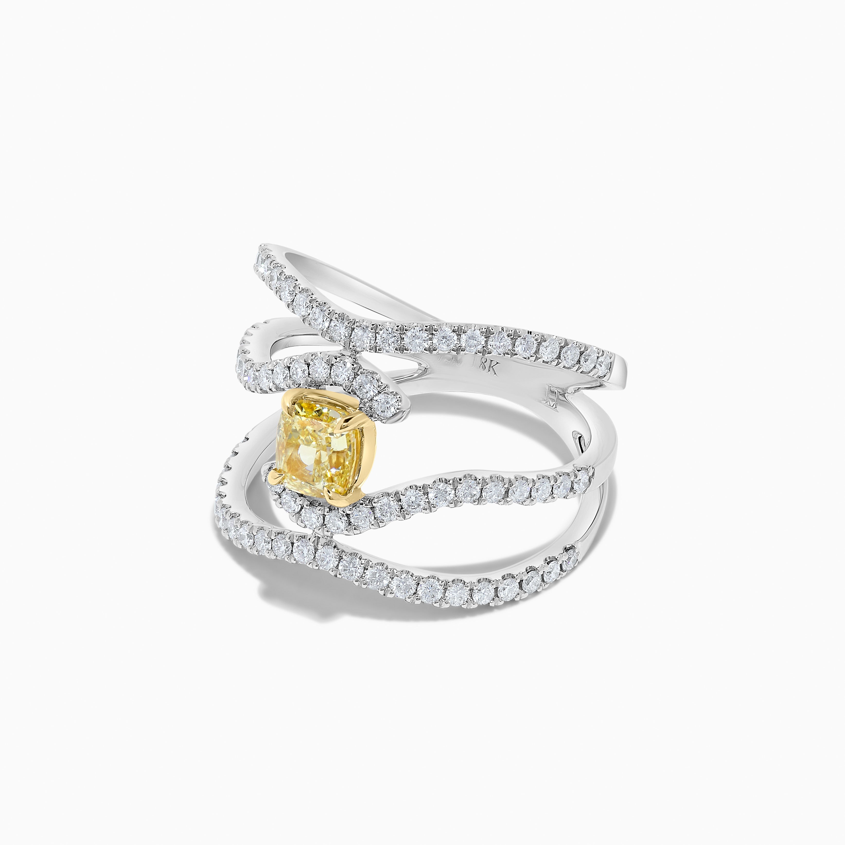 GIA Yellow Cushion Cut & White Diamond Ring JR01124P
