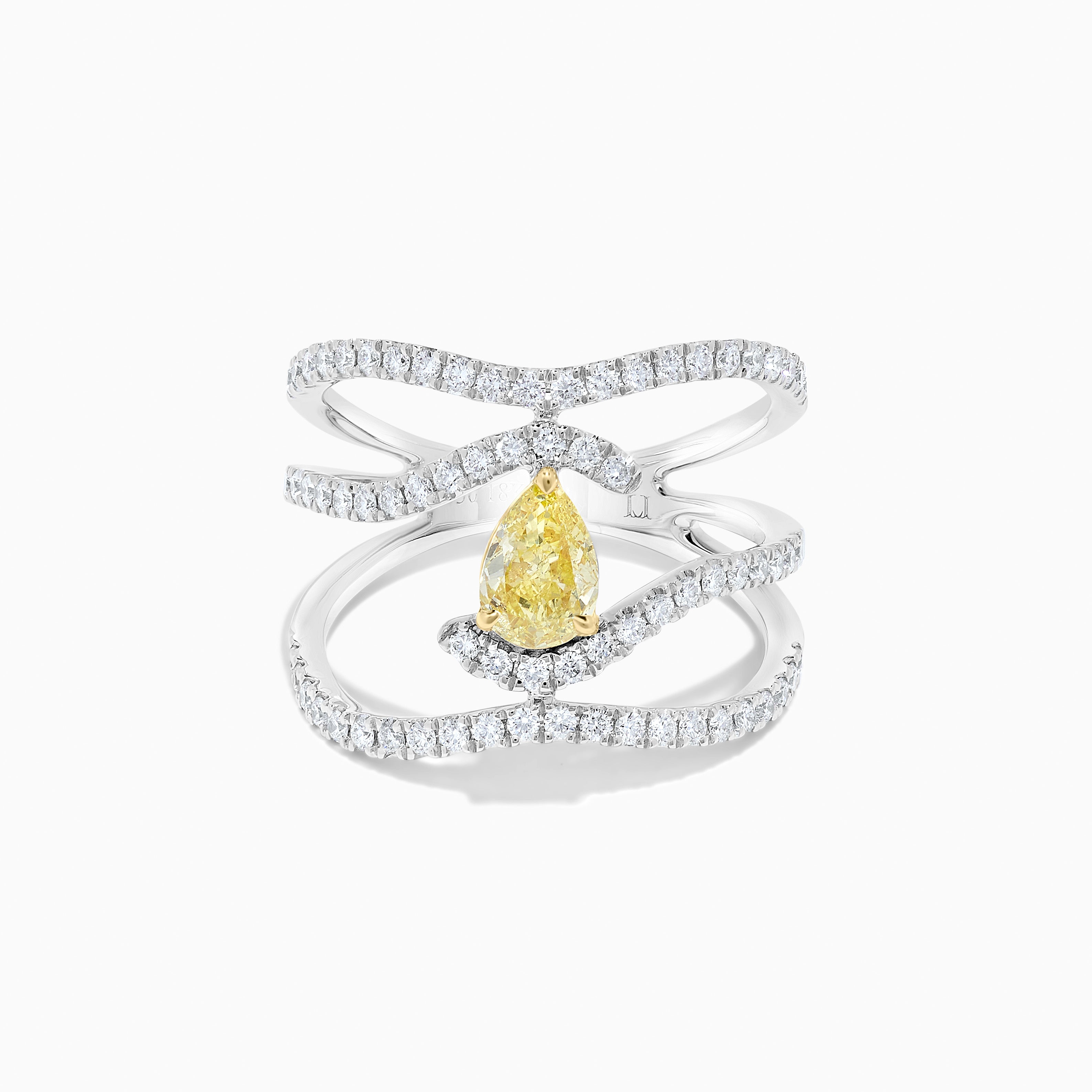 GIA Yellow Pear Diamond & White Diamond Ring JR01130P