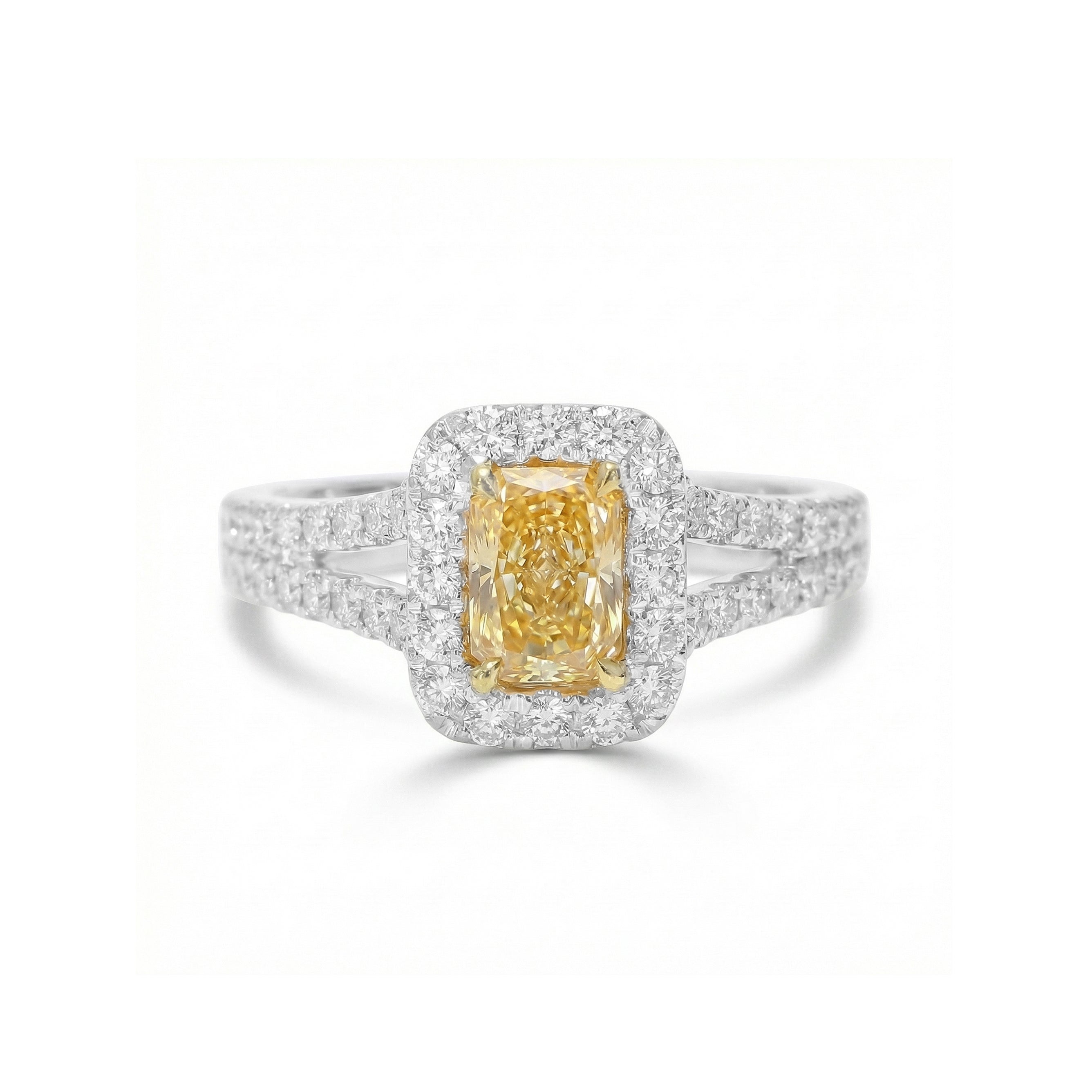 Natural Orange Radiant Diamond Halo Ring | GIA Certified