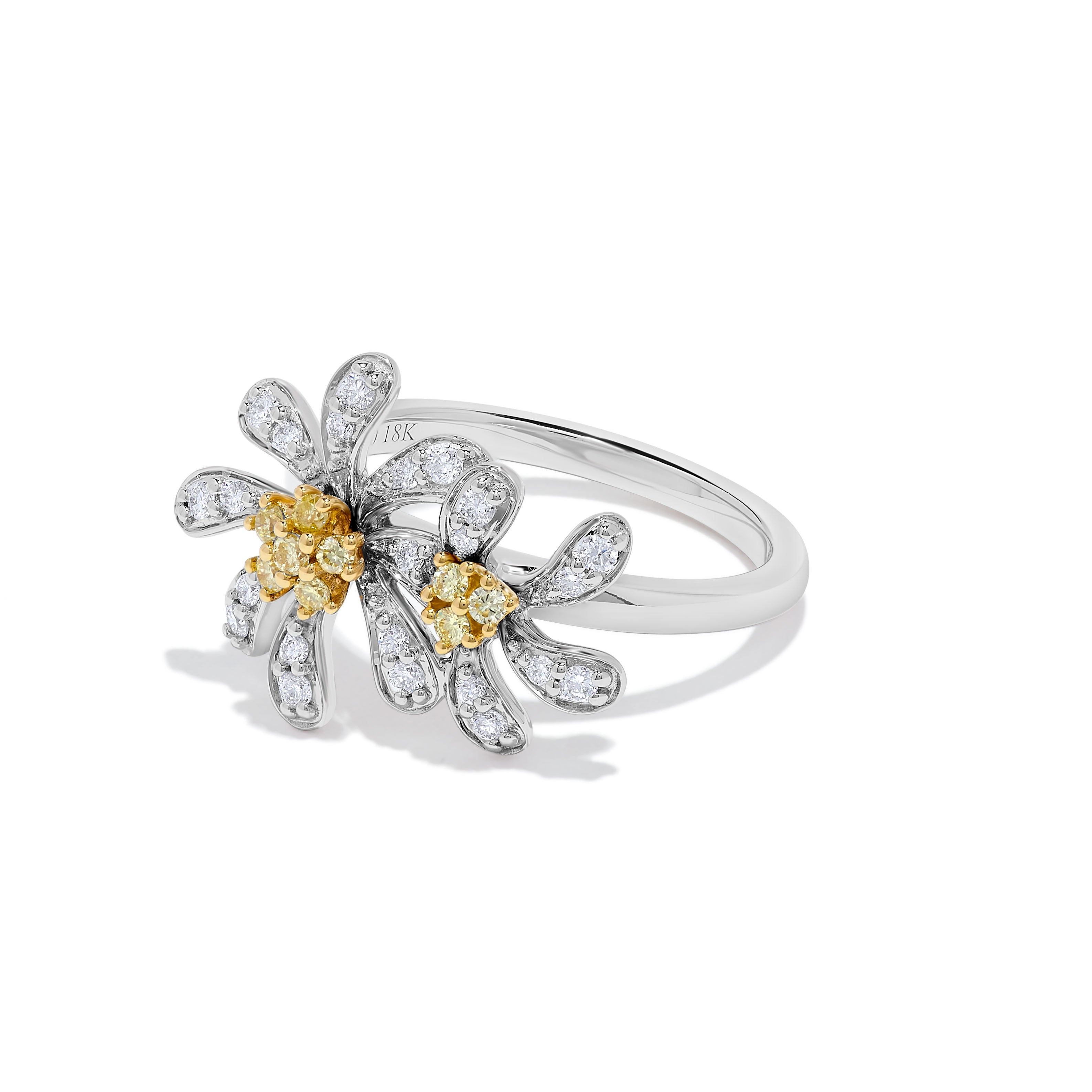 Yellow & White Diamond Flower Ring JR01144P