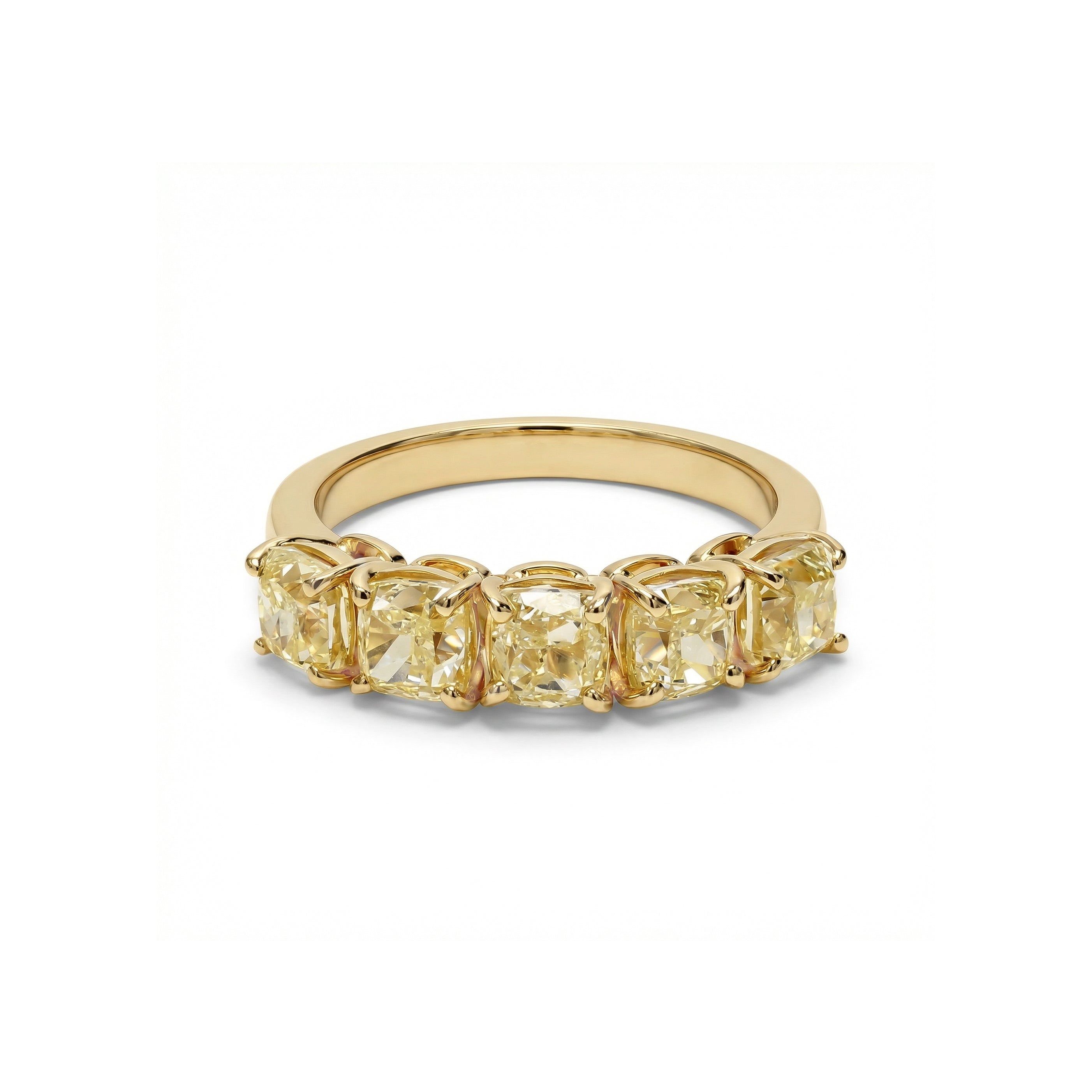 Natural Yellow Cushion Diamond Band