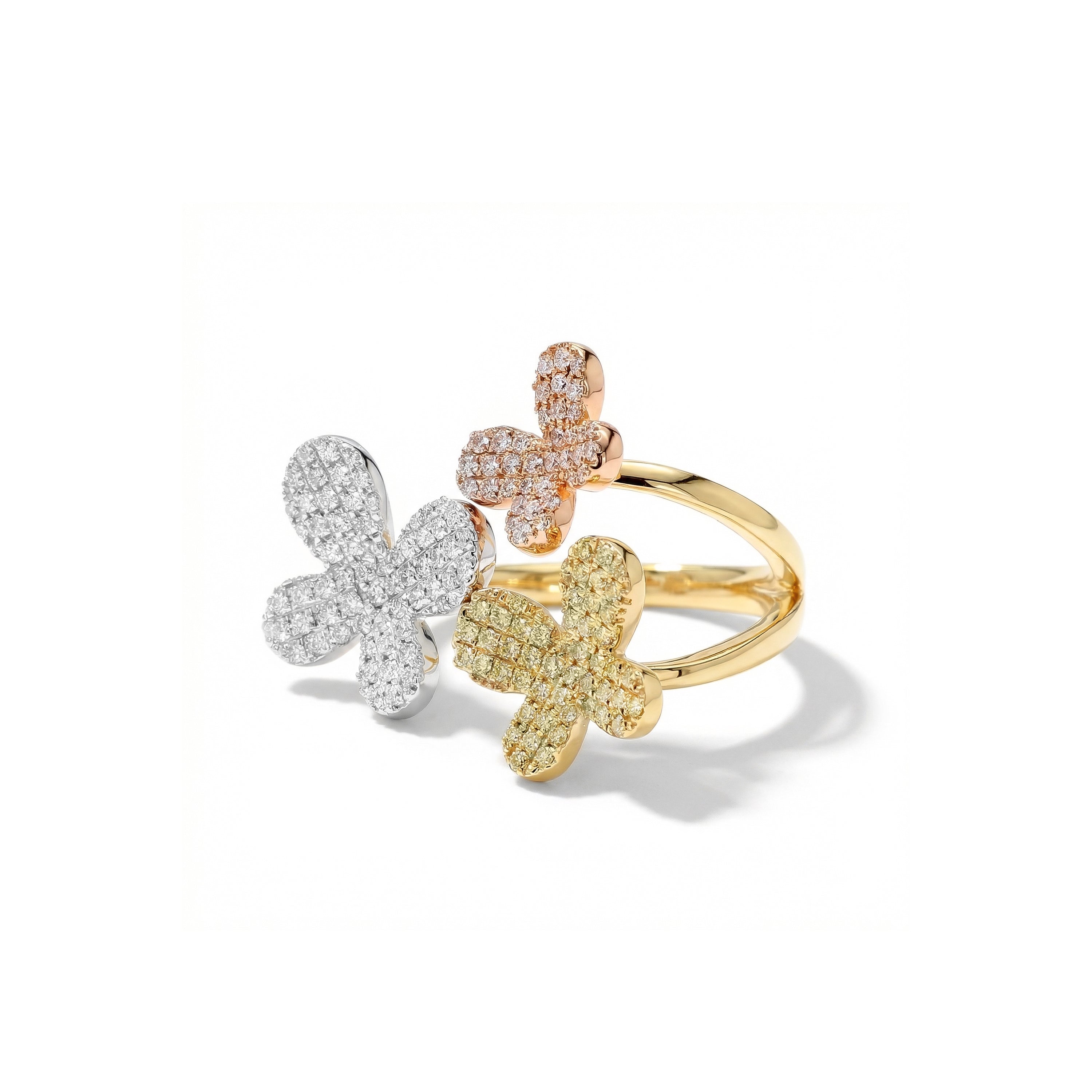 Natural Pavé Diamond Flower Ring