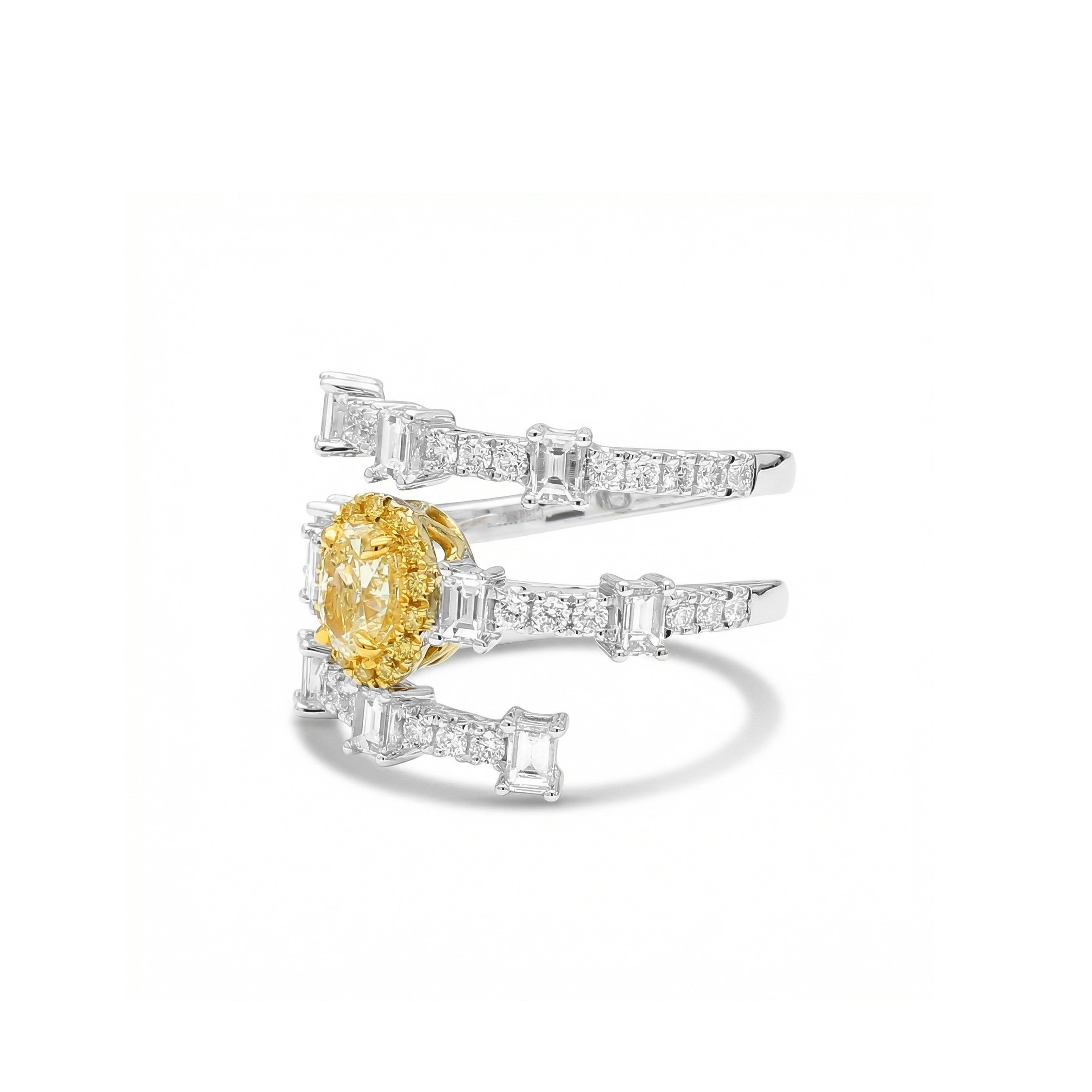 Natural Yellow Oval Diamond Spiral Ring | GIA Certified