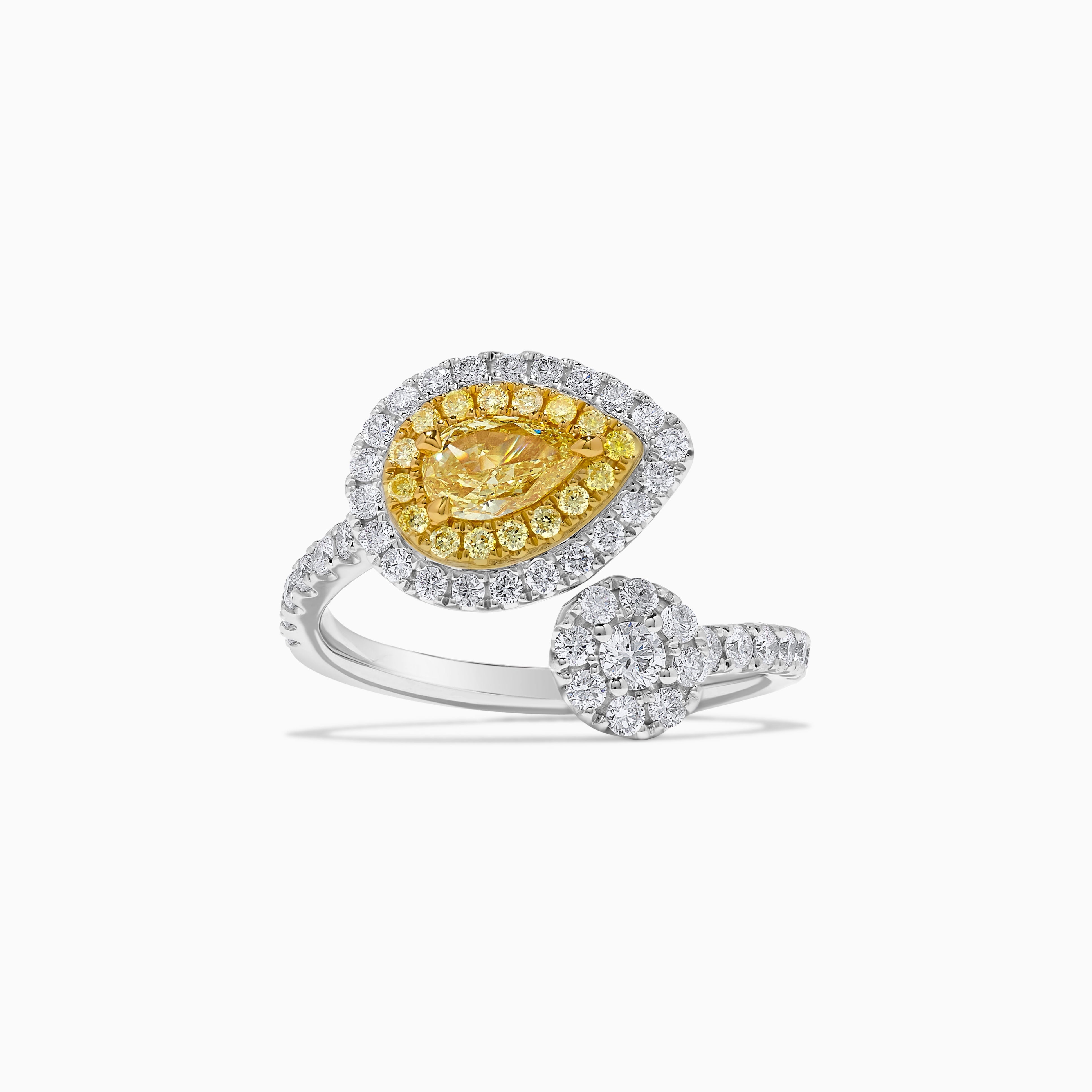 GIA Yellow Pear Diamond & White Diamond Ring JR01217H