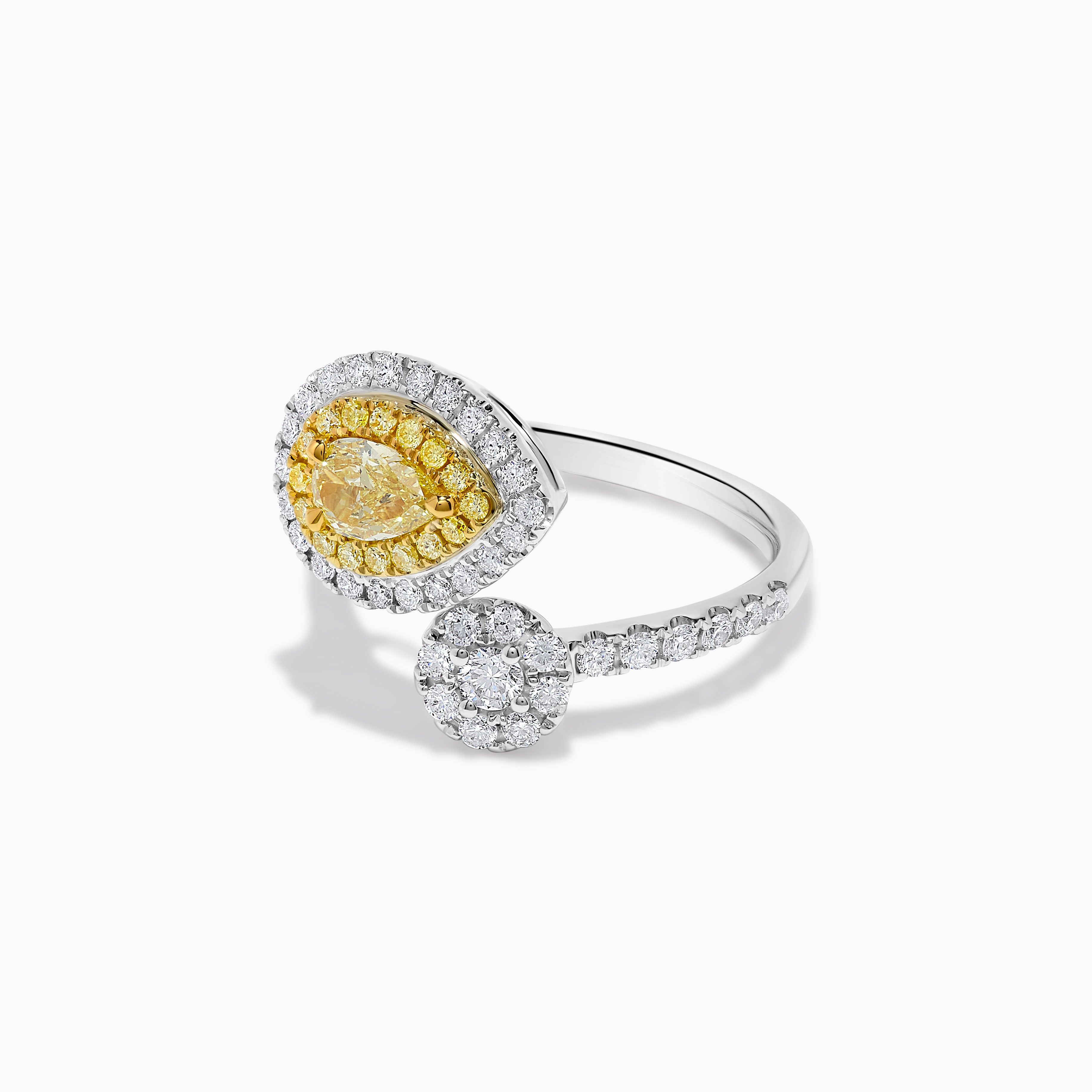 GIA Yellow Pear Diamond & White Diamond Ring JR01217H