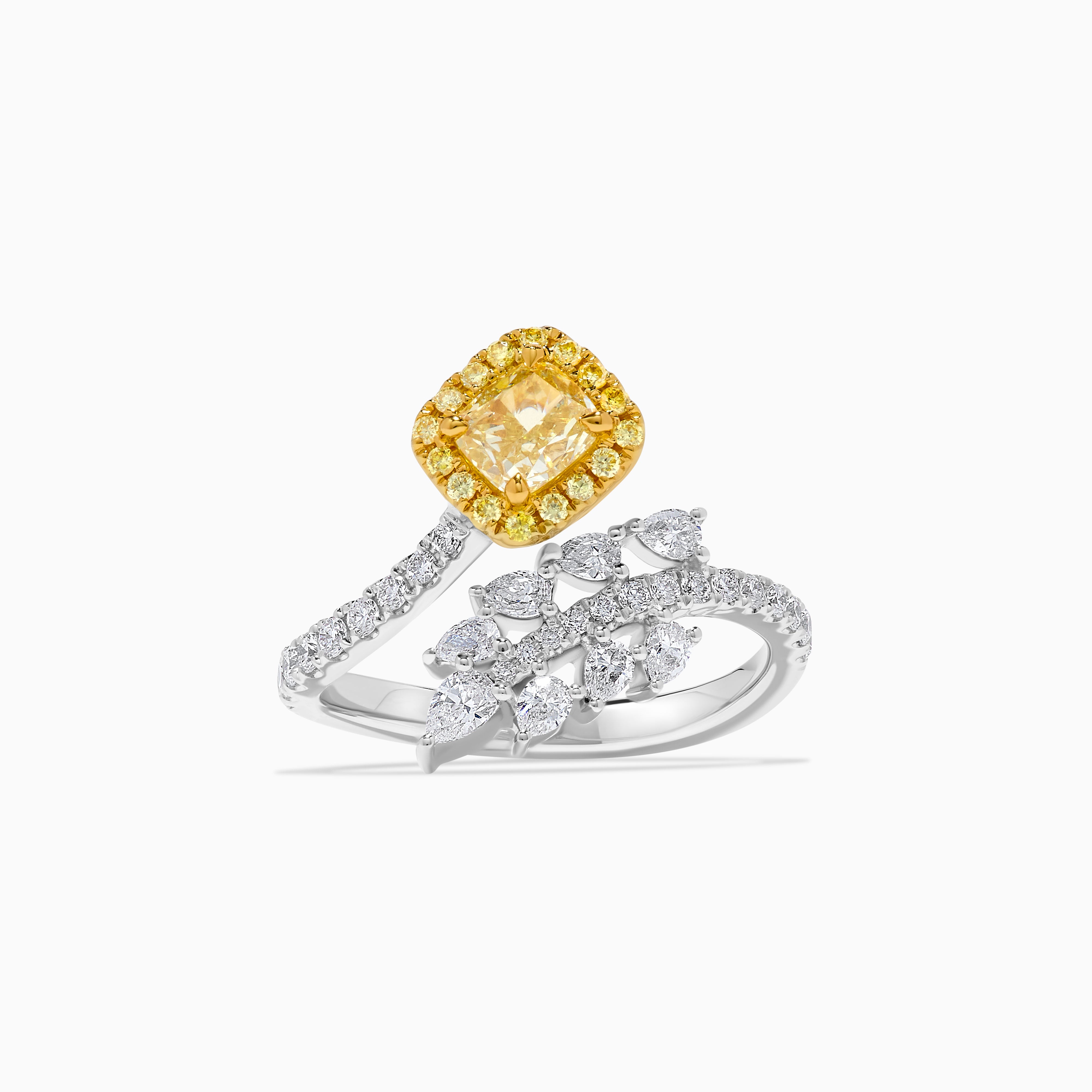 GIA Yellow Cushion Cut & White Diamond Ring JR01218H