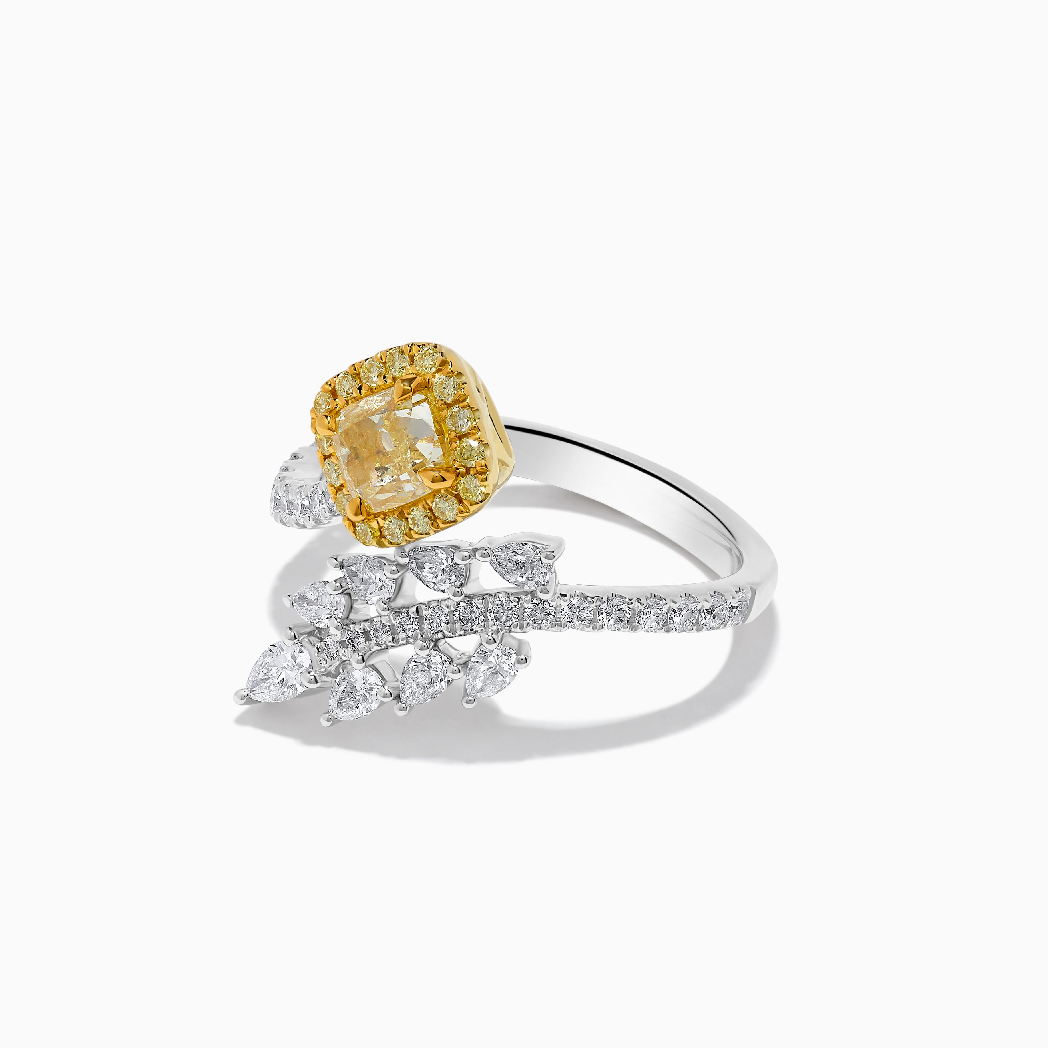 GIA Yellow Cushion Cut & White Diamond Ring JR01218H