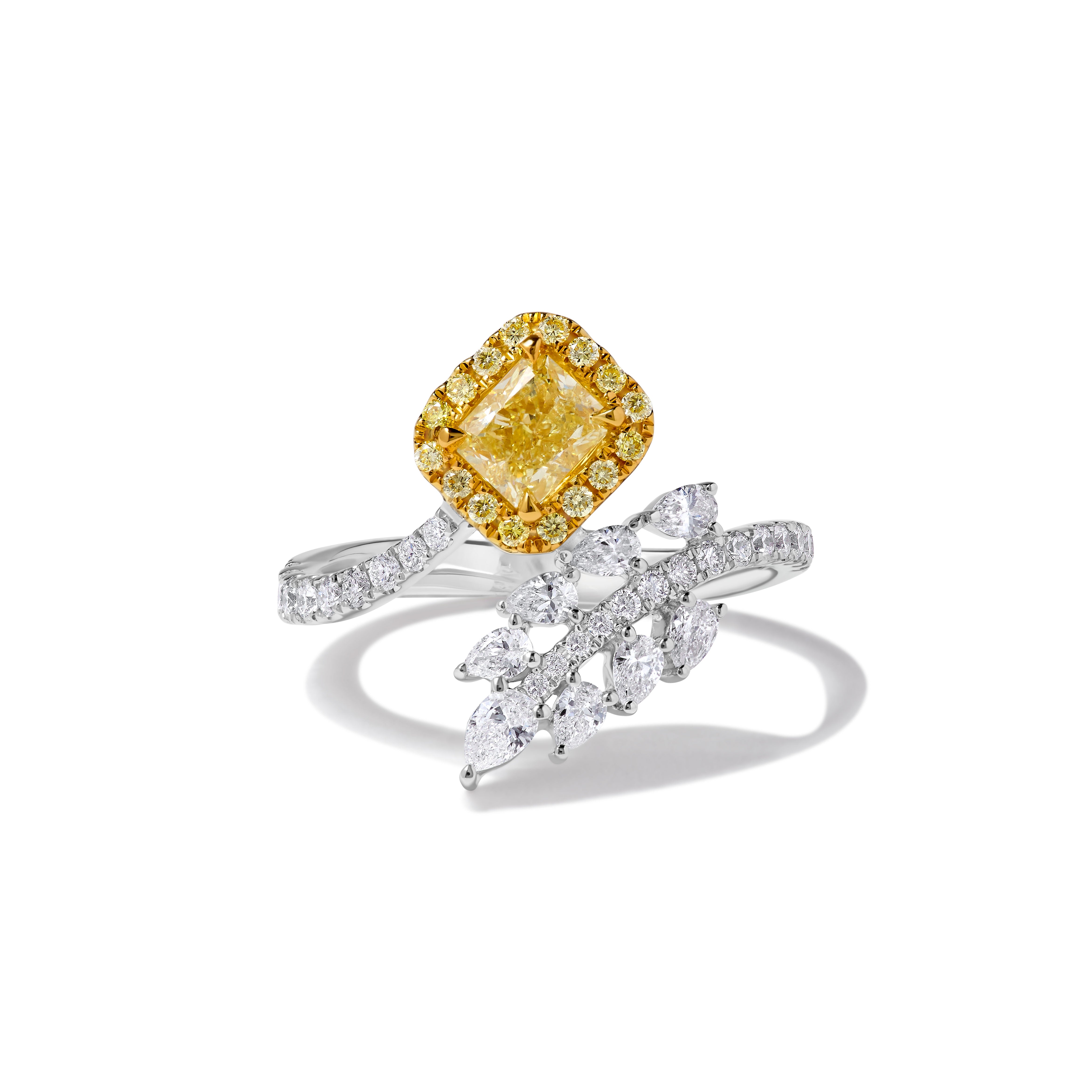 Natural Yellow Radiant Diamond Ring GIA Certified product image 1