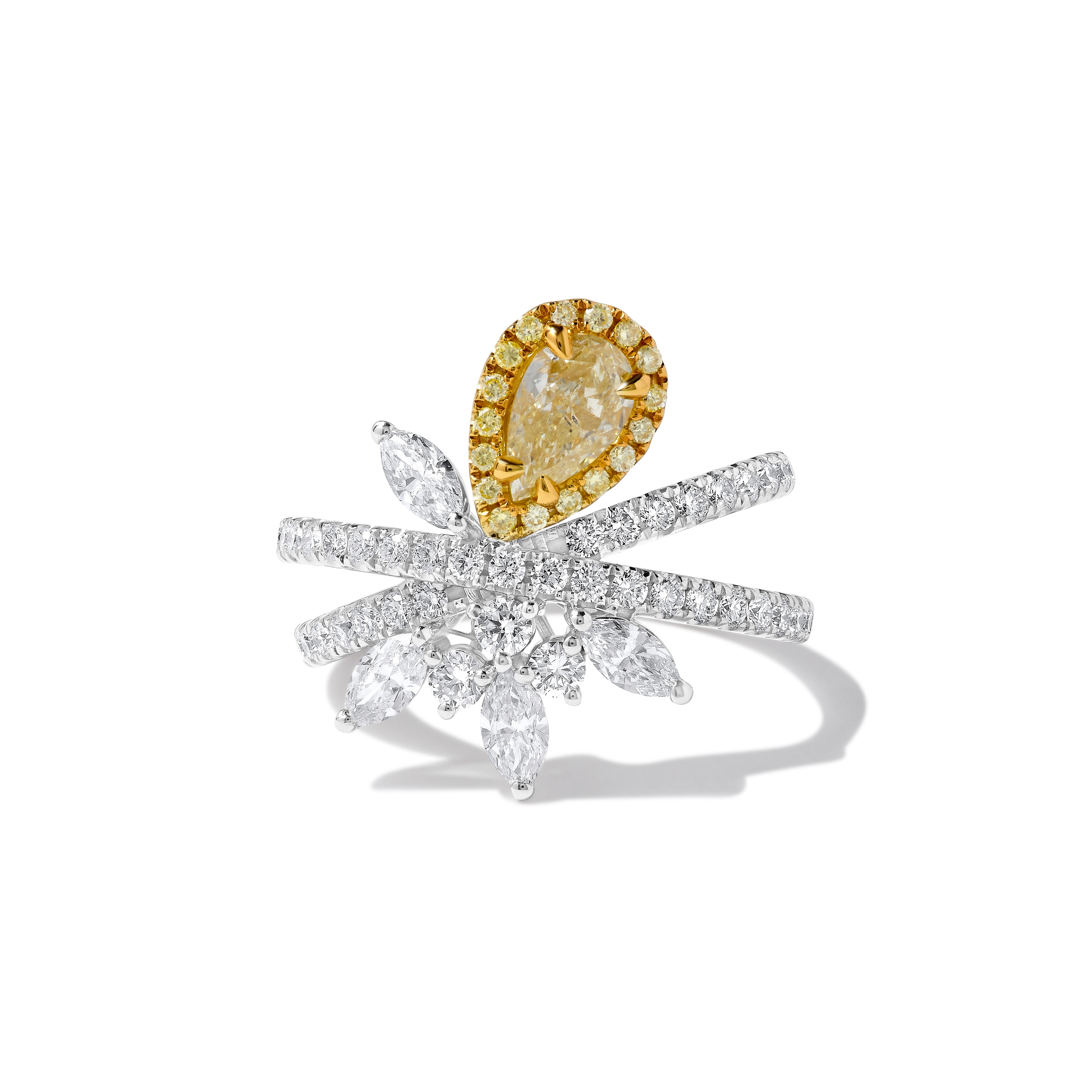 GIA Yellow Pear Cut Diamond Ring JR01256H