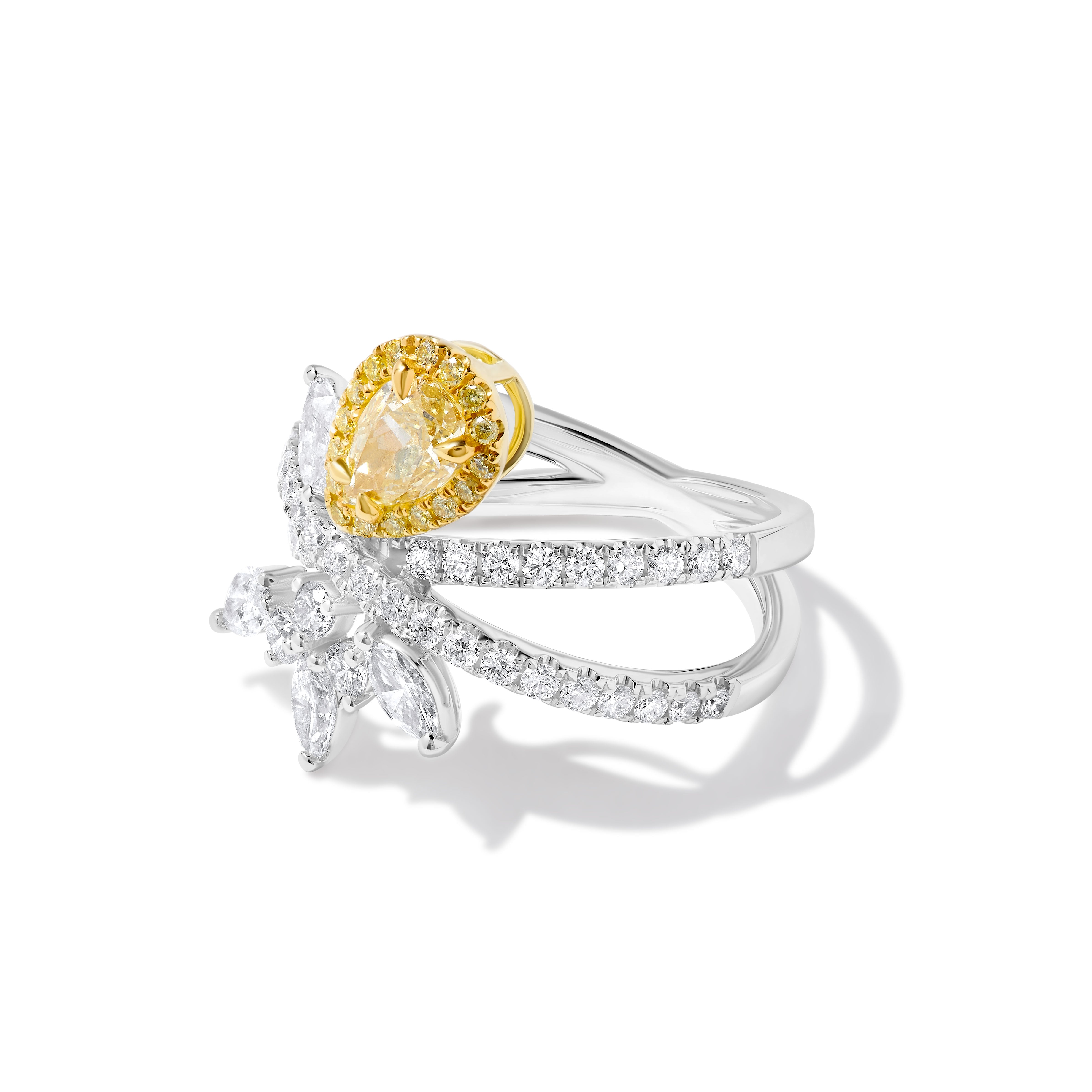 GIA Yellow Pear Cut Diamond Ring JR01256H