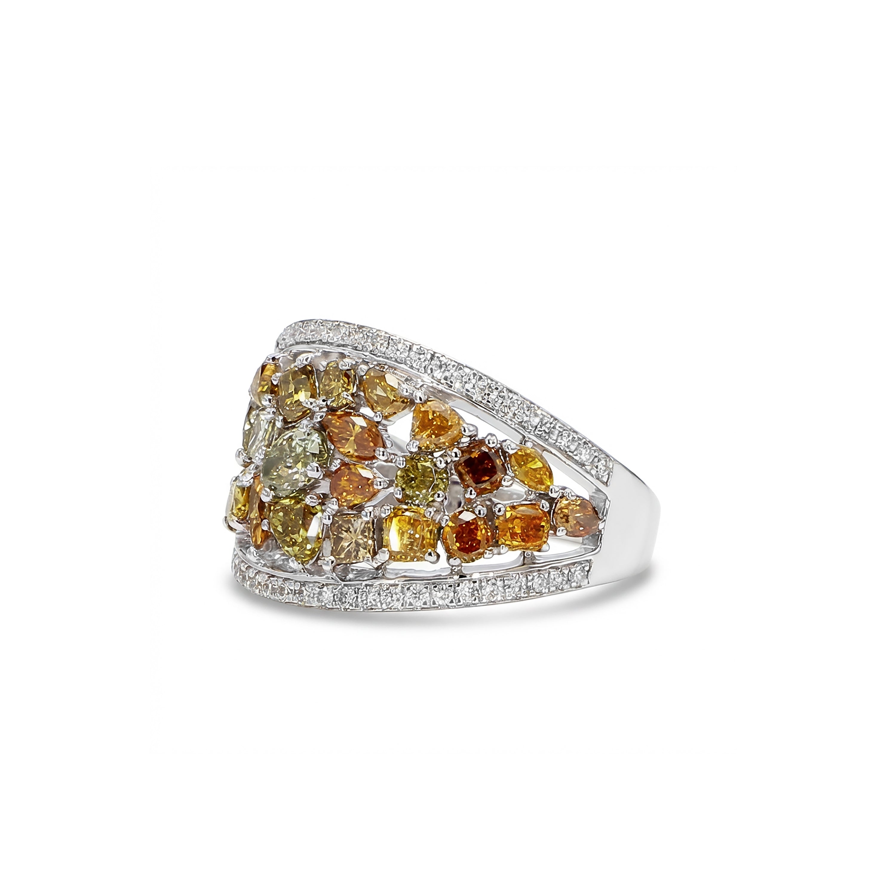 Natural Multi-color Multi-shape Diamond Ring