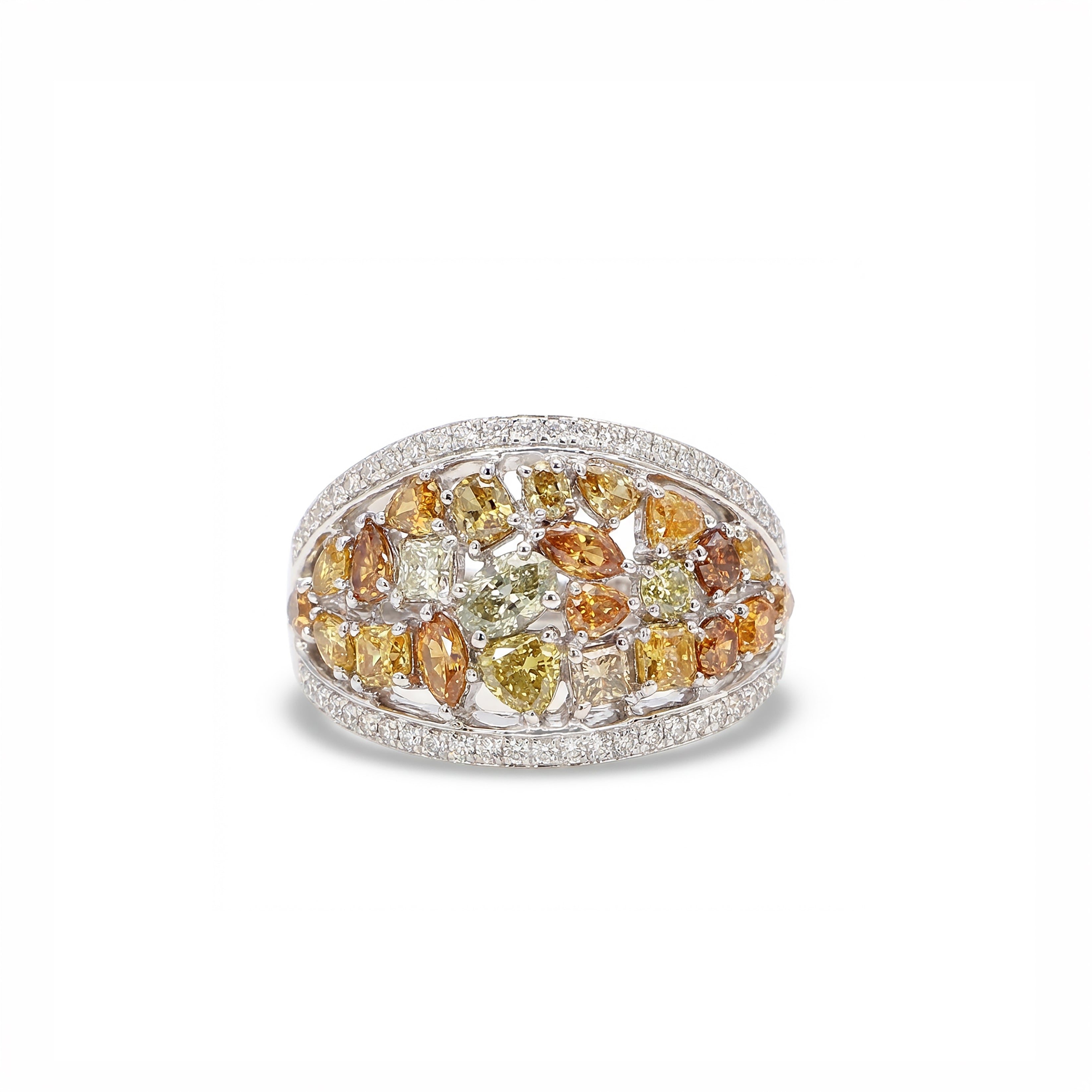 Natural Multi-color Multi-shape Diamond Ring