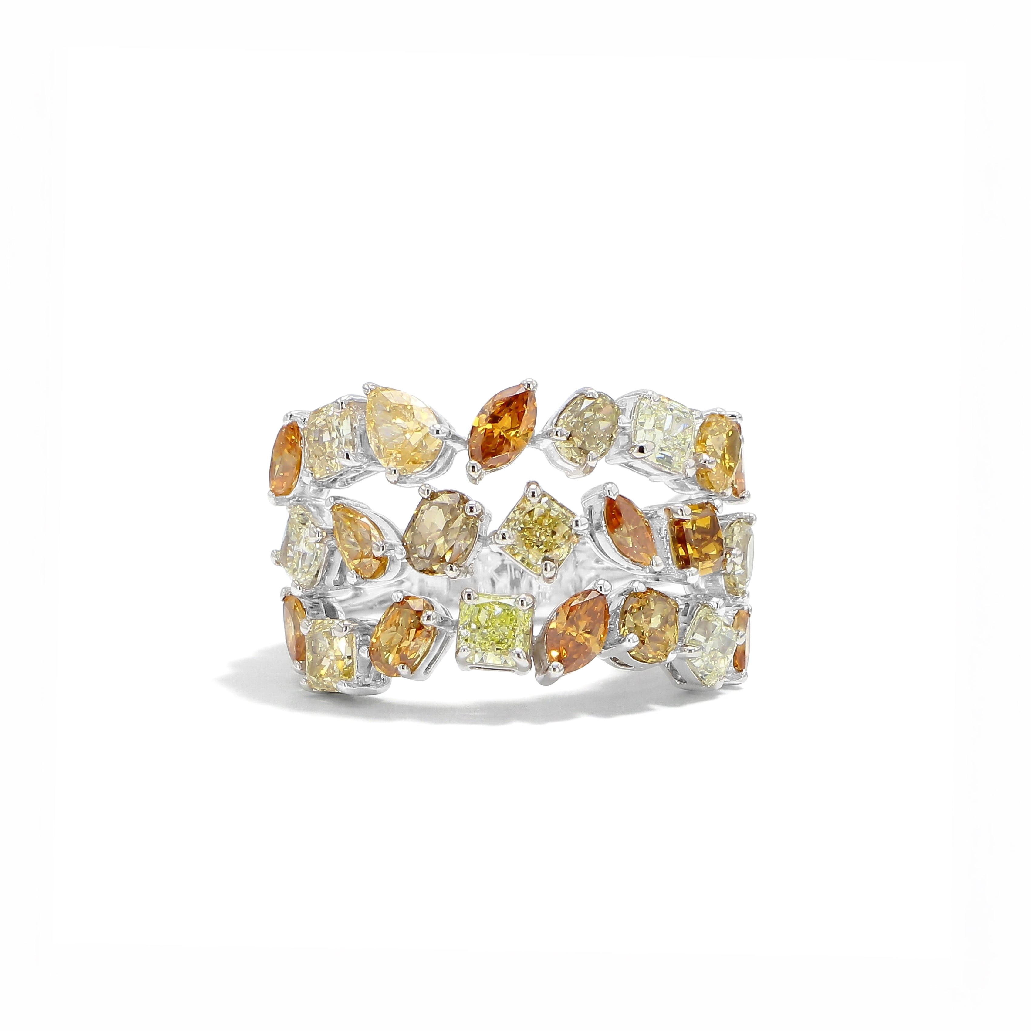 Natural Multi-color Multi-shape Diamond Ring