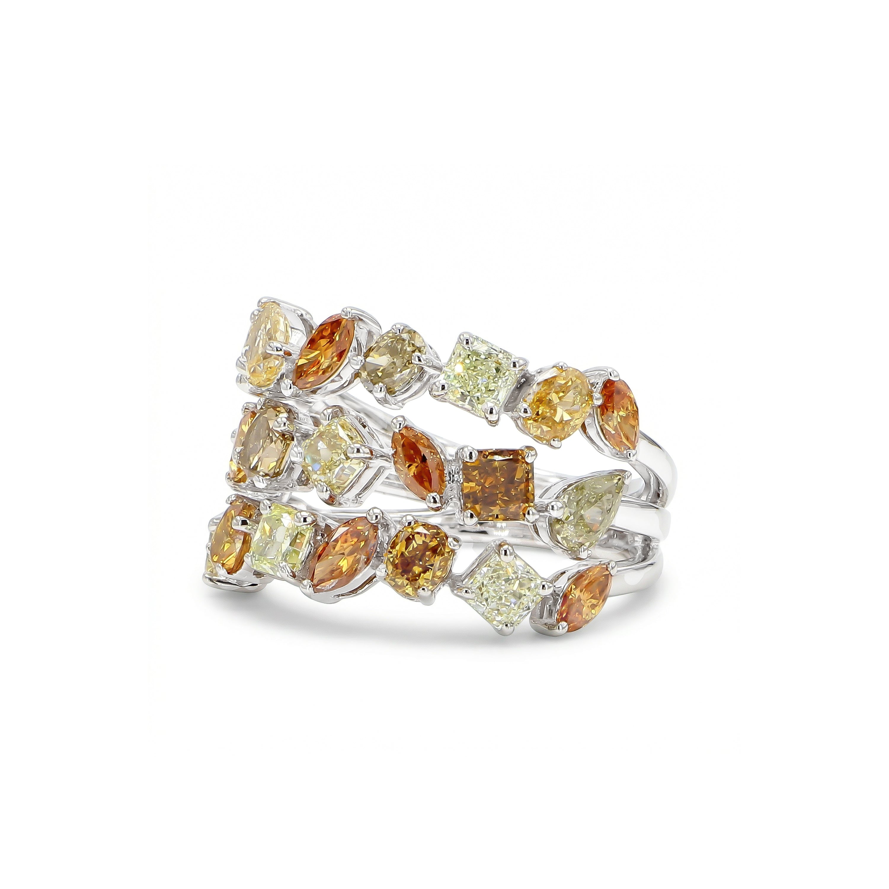 Natural Multi-color Multi-shape Diamond Ring
