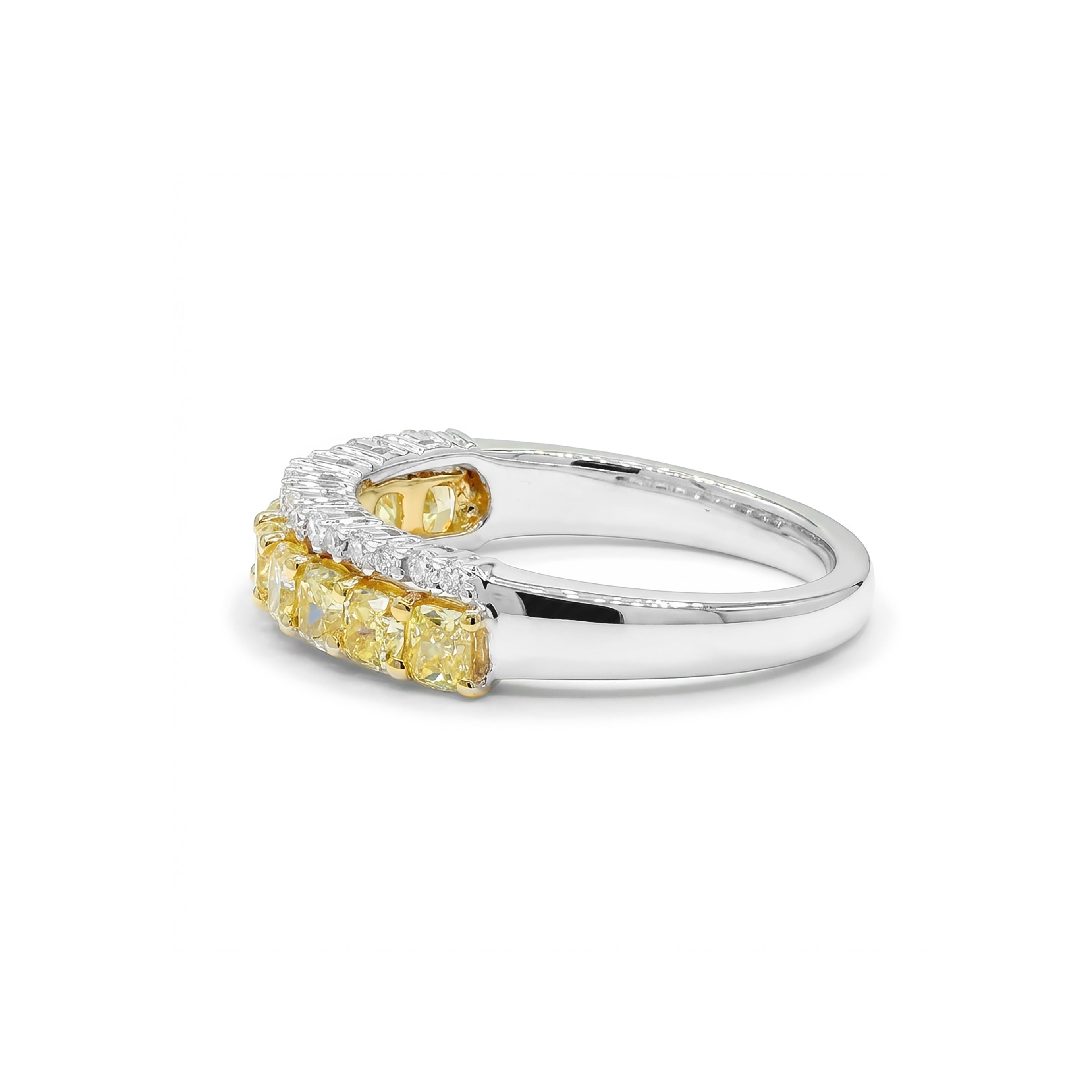 Natural Yellow Cushion Diamond Band