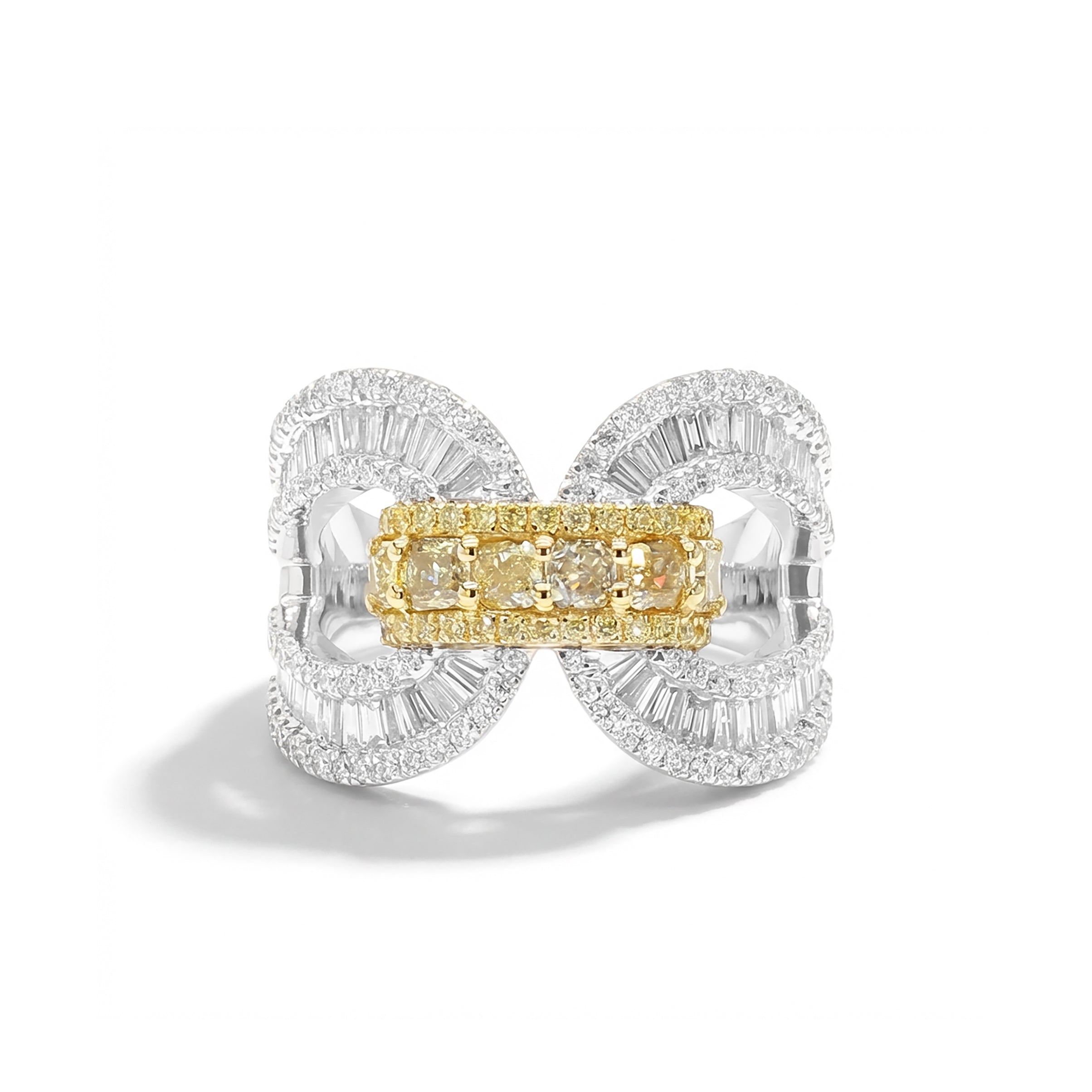 Natural Yellow Diamond & Baguette Ring