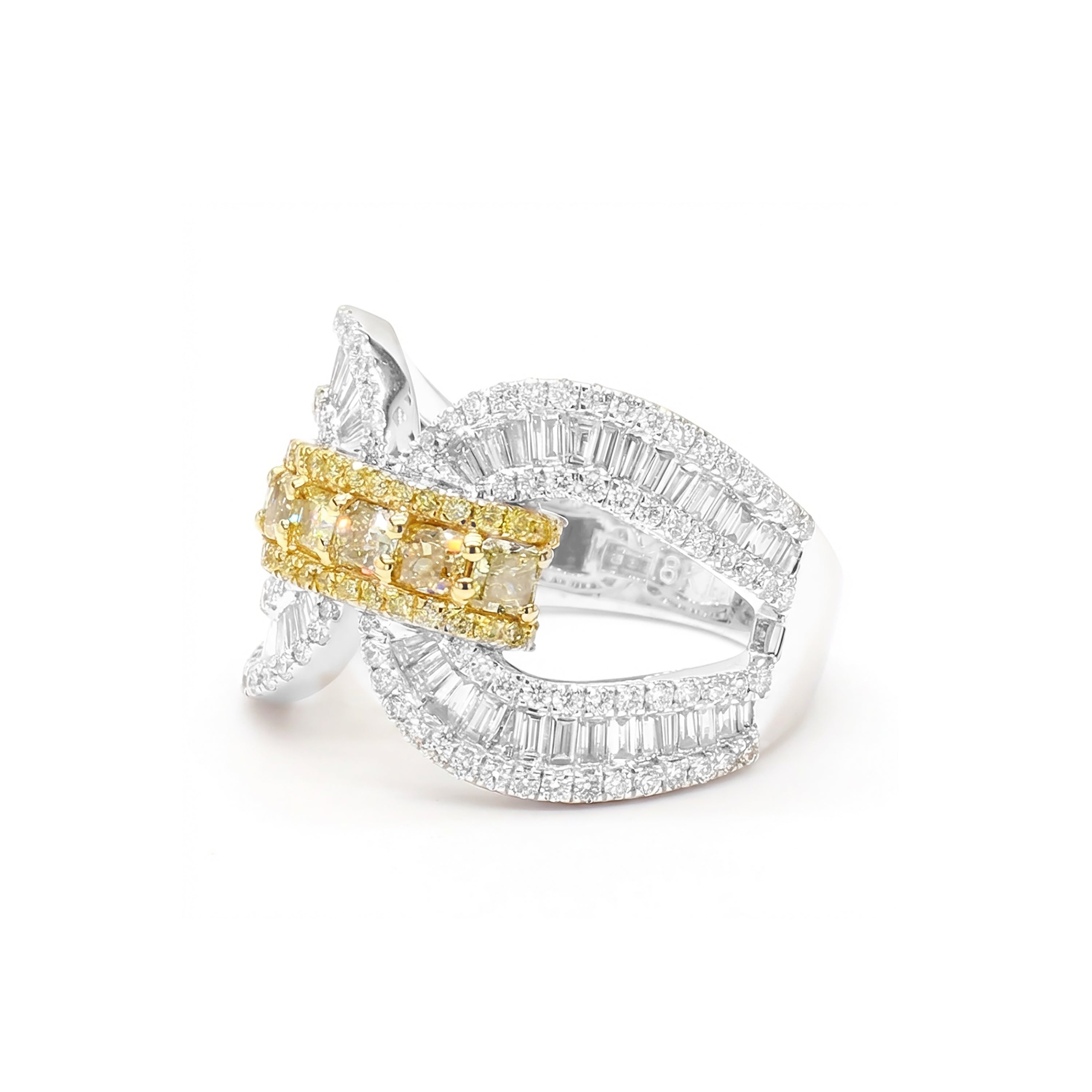 Natural Yellow Diamond & Baguette Ring