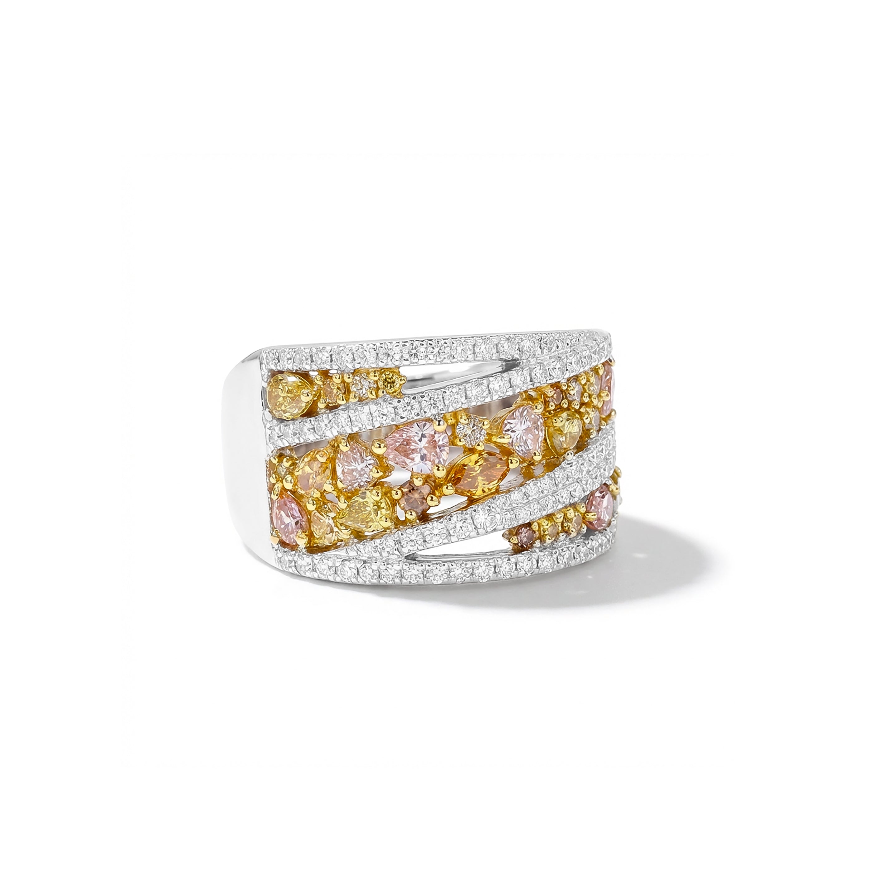 Natural Multi-color Multi-shape Diamond Band