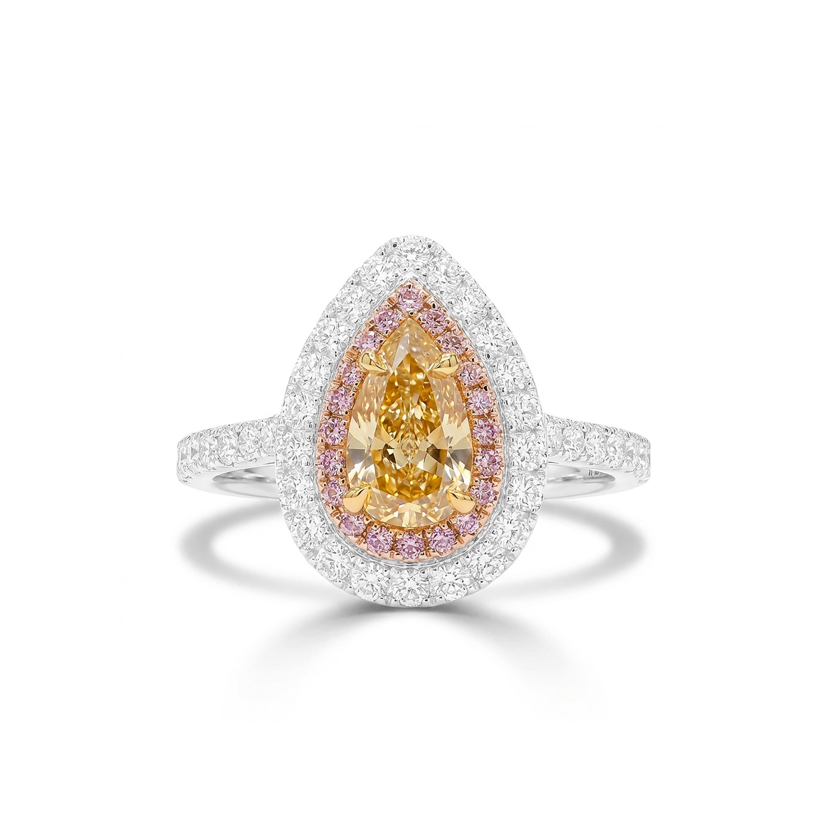 Natural Orange Pear Diamond Halo Ring | GIA Certified