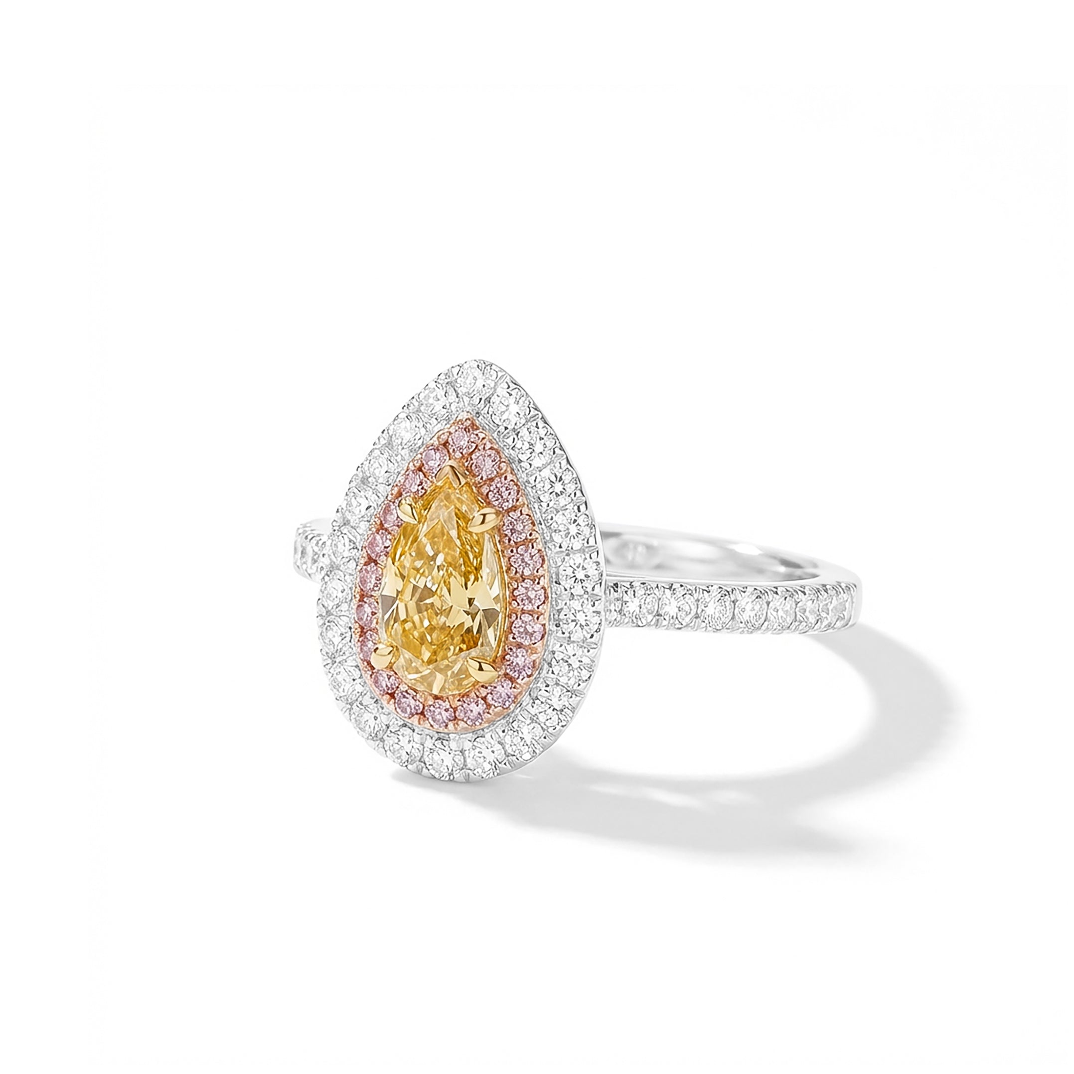 Natural Orange Pear Diamond Halo Ring | GIA Certified
