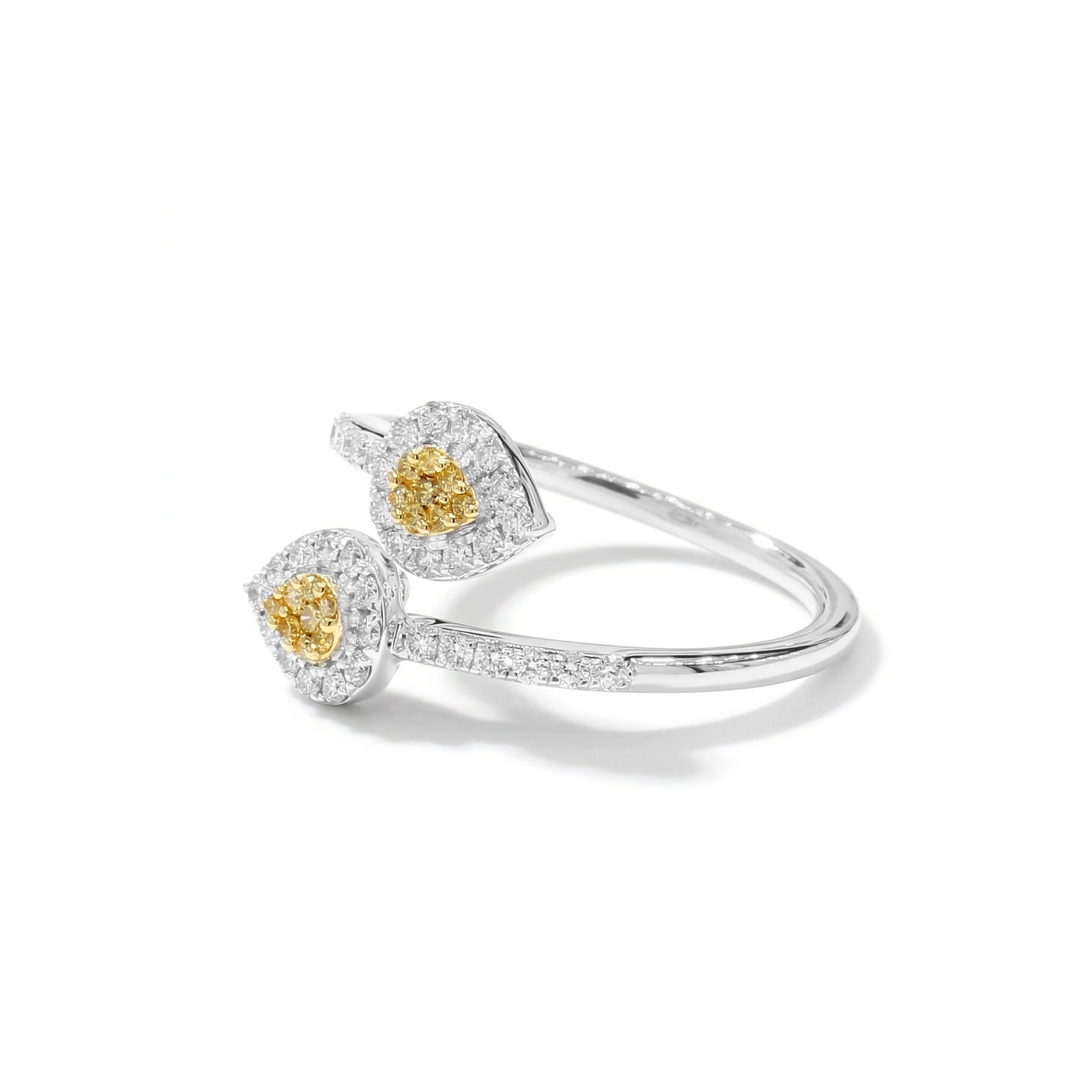 Natural Yellow & White Diamond Crossover Pavé Ring