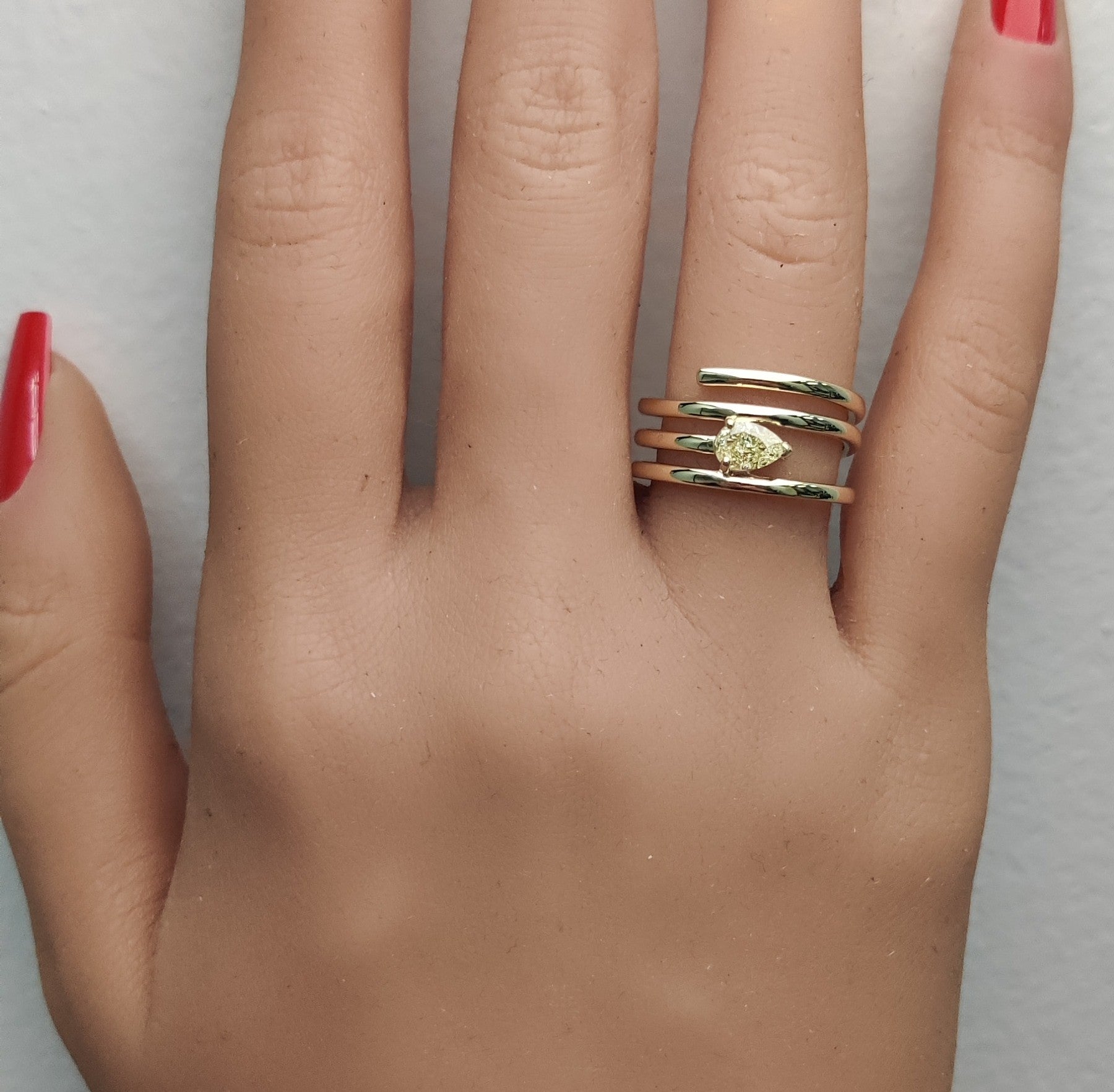 Natural Yellow Pear Diamond Ring product image 5
