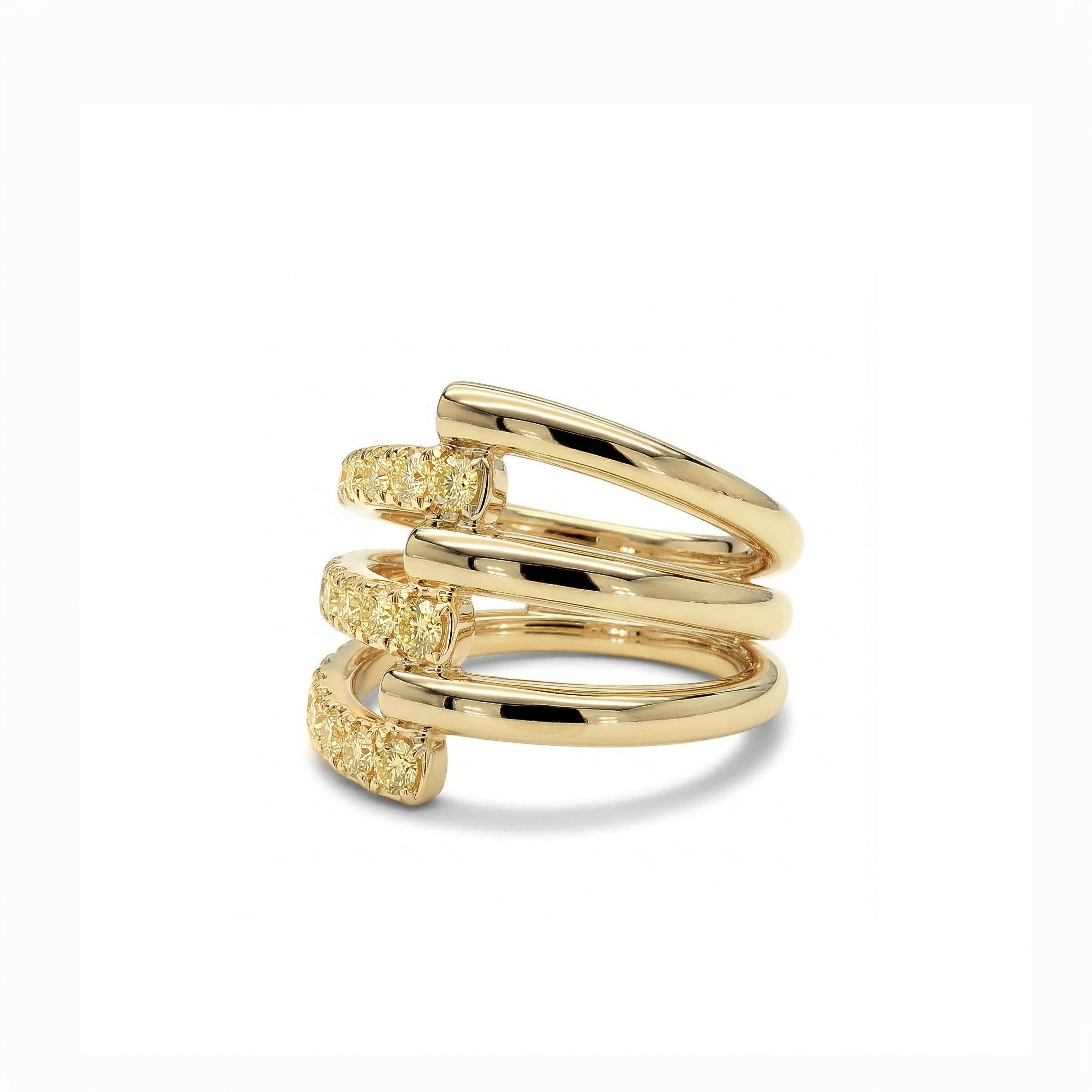 Natural Yellow Diamond Spiral Ring