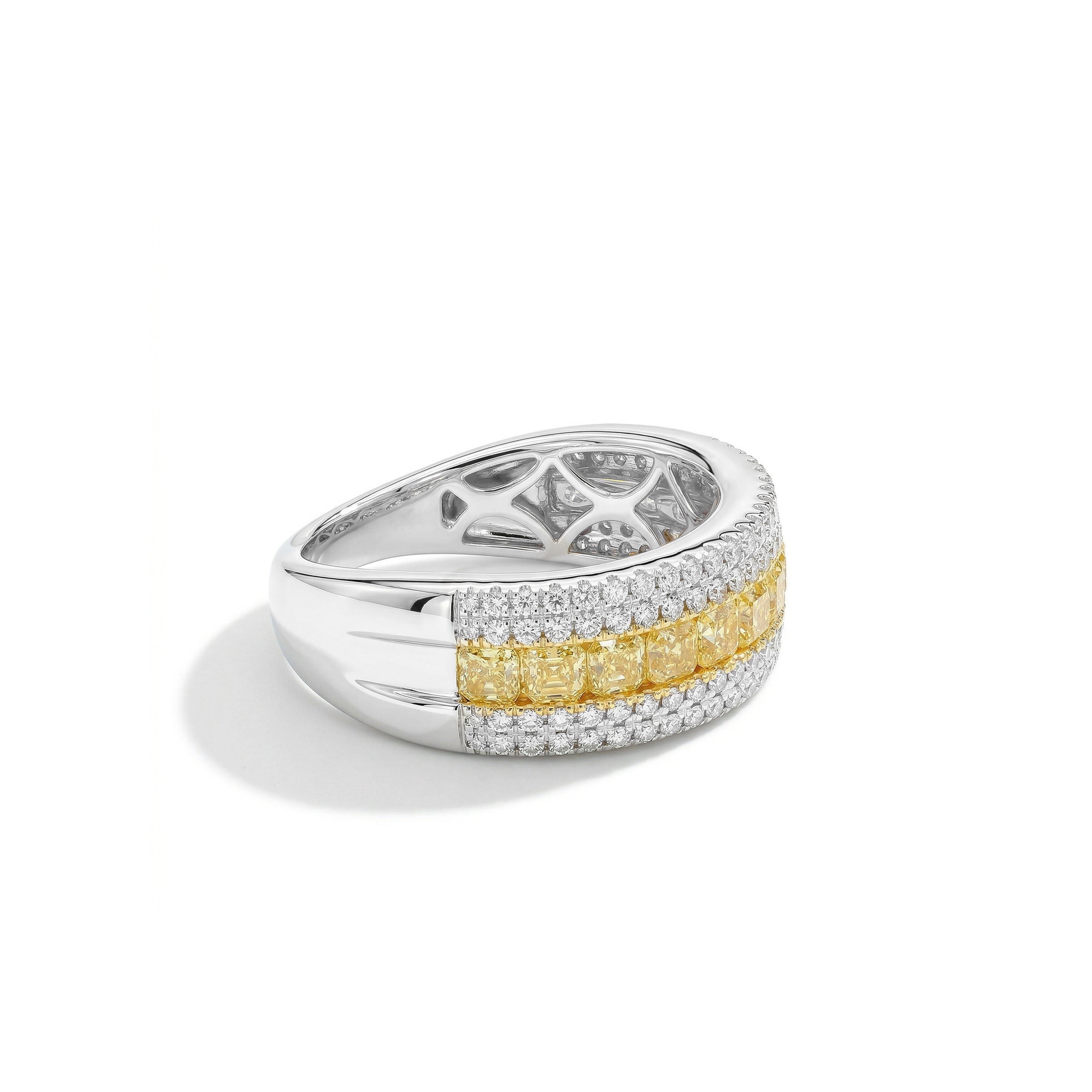 Natural Yellow Cushion Diamond Band