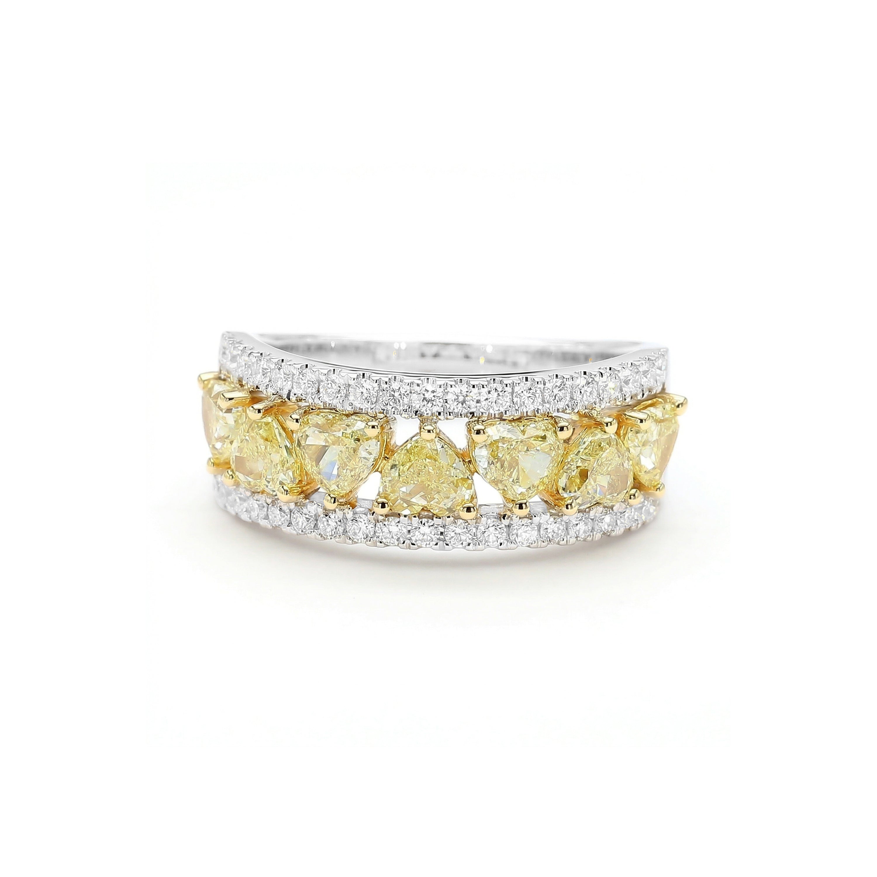 Natural Yellow Heart Diamond Band