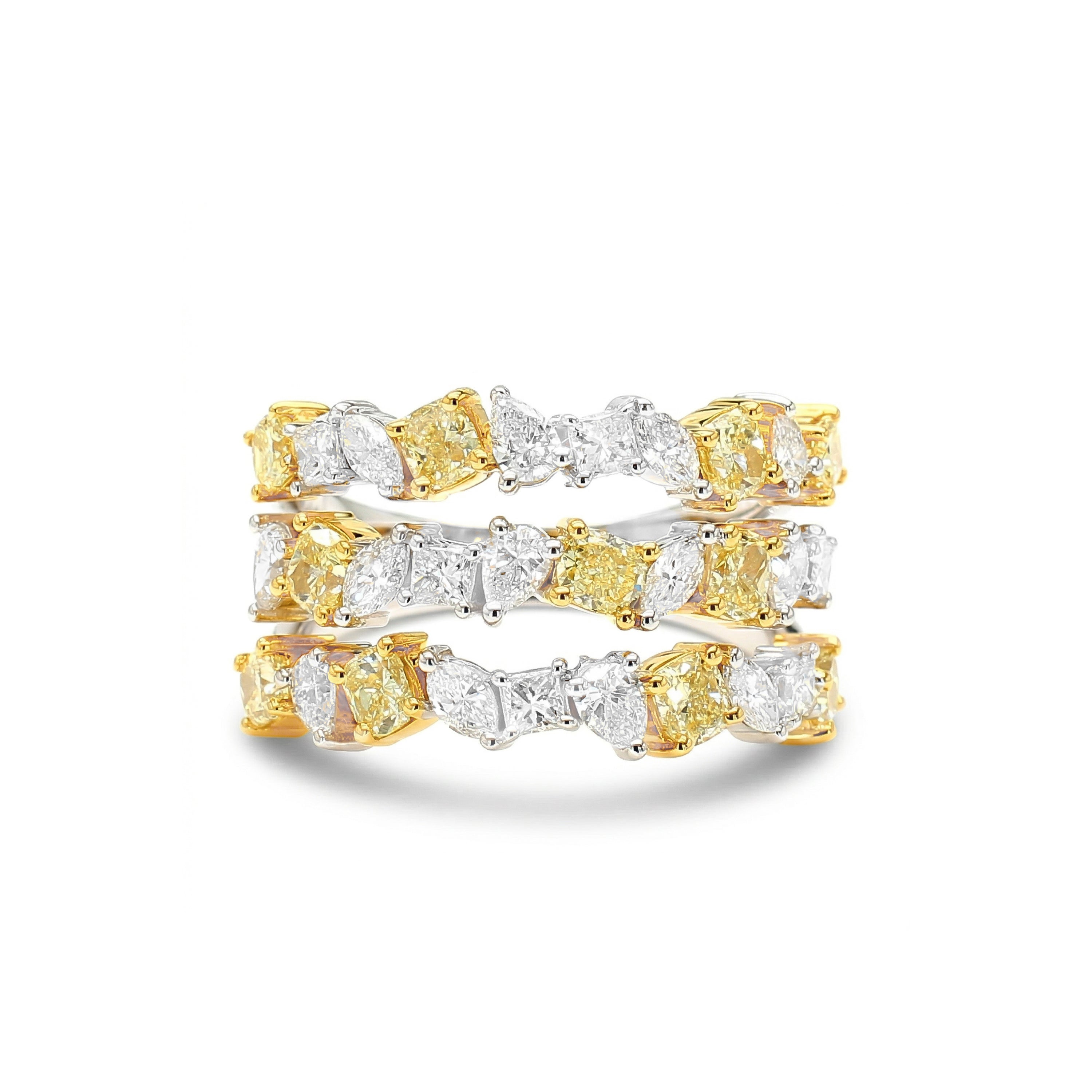 Natural Multi-Shape Yellow & White Diamond Ring