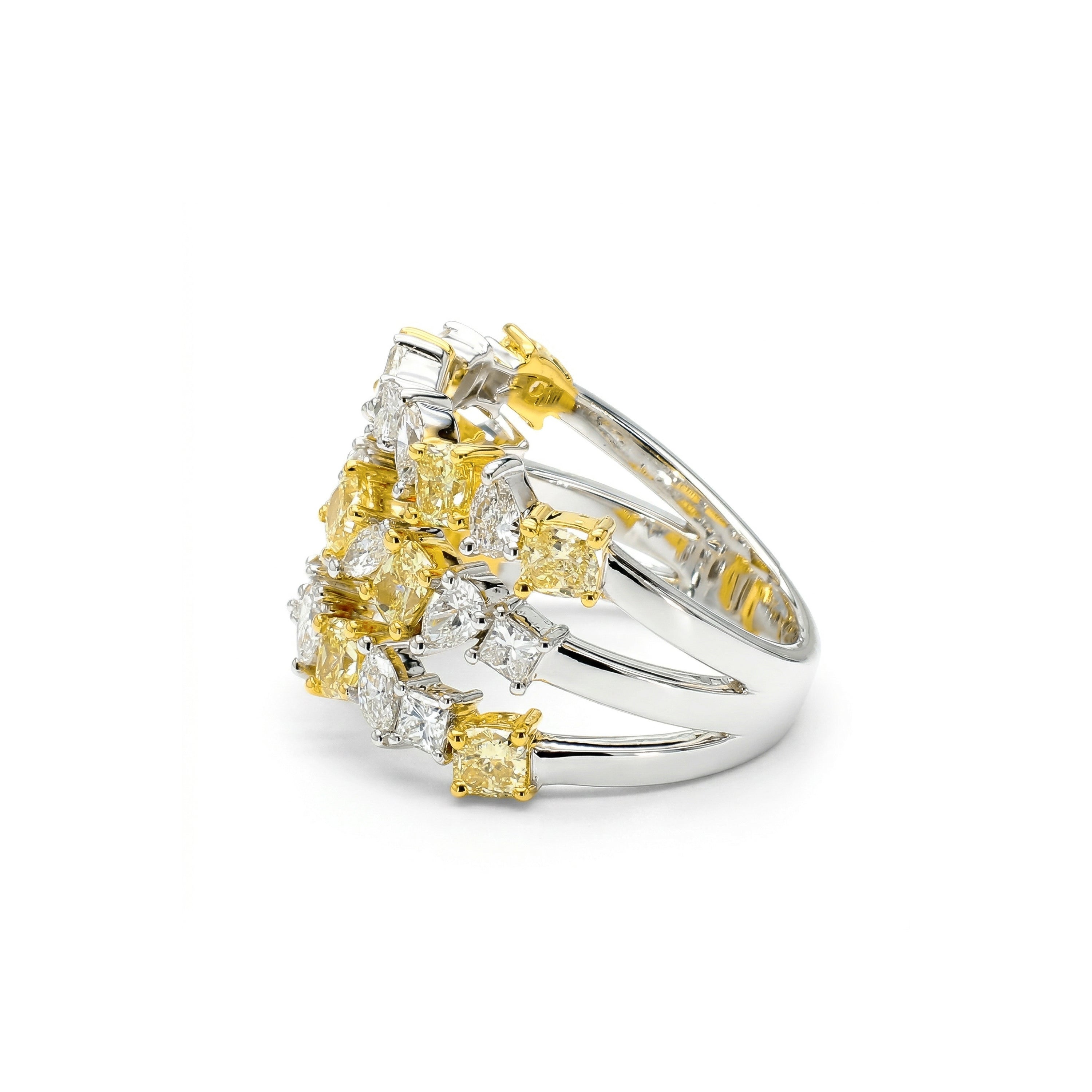 Natural Multi-Shape Yellow & White Diamond Ring