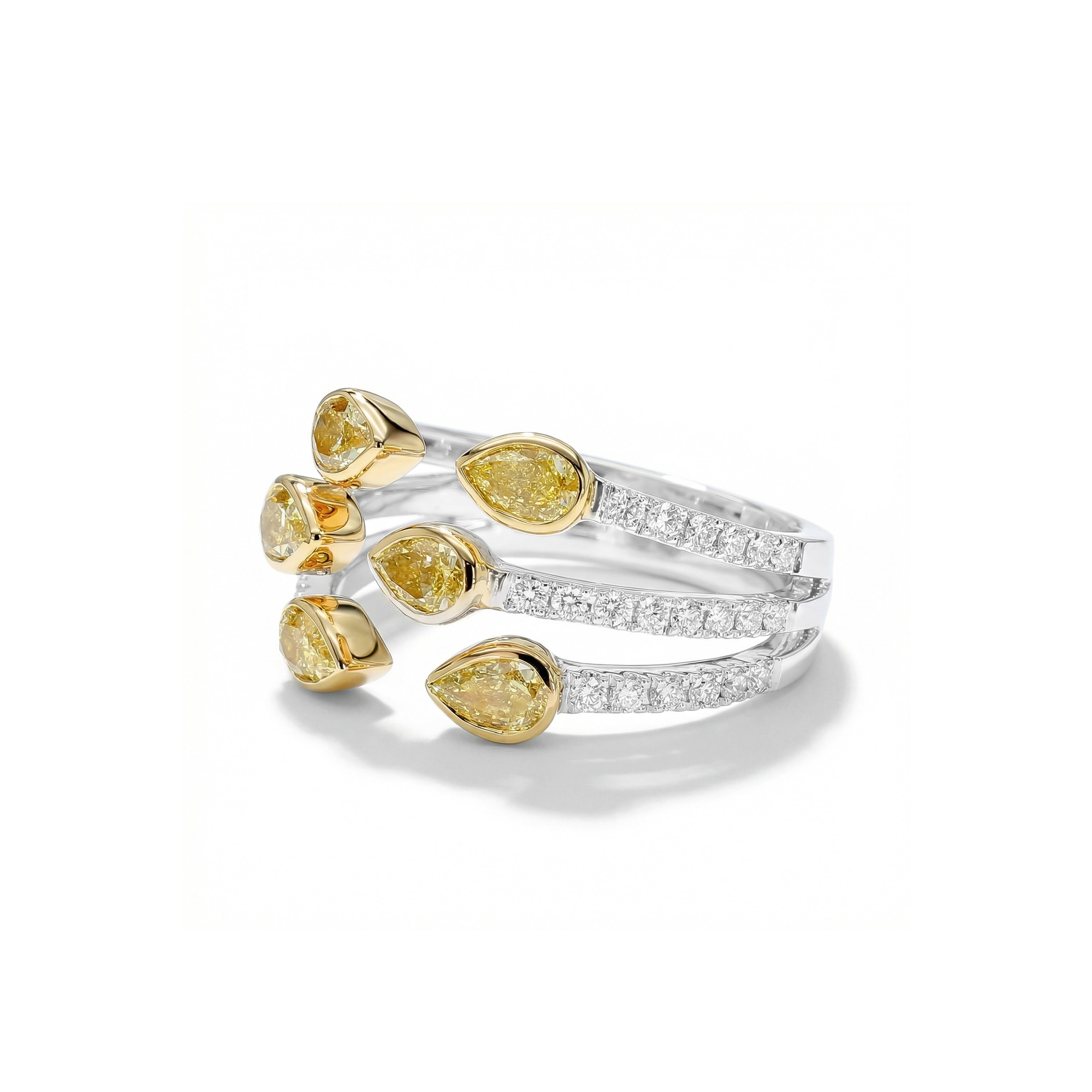 Natural Yellow Pear Diamond Bezel Ring