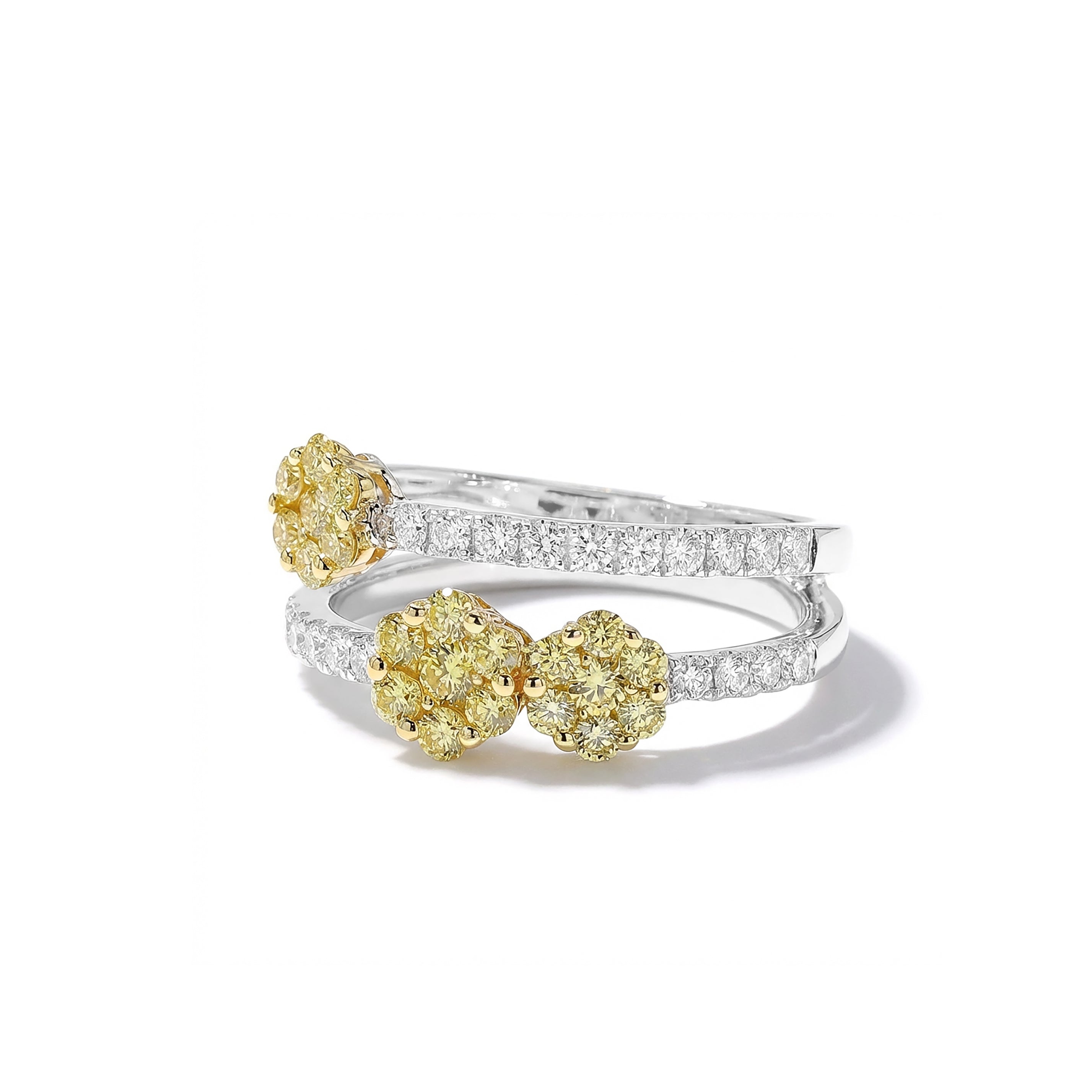 Natural Yellow Round Diamond Floral Ring