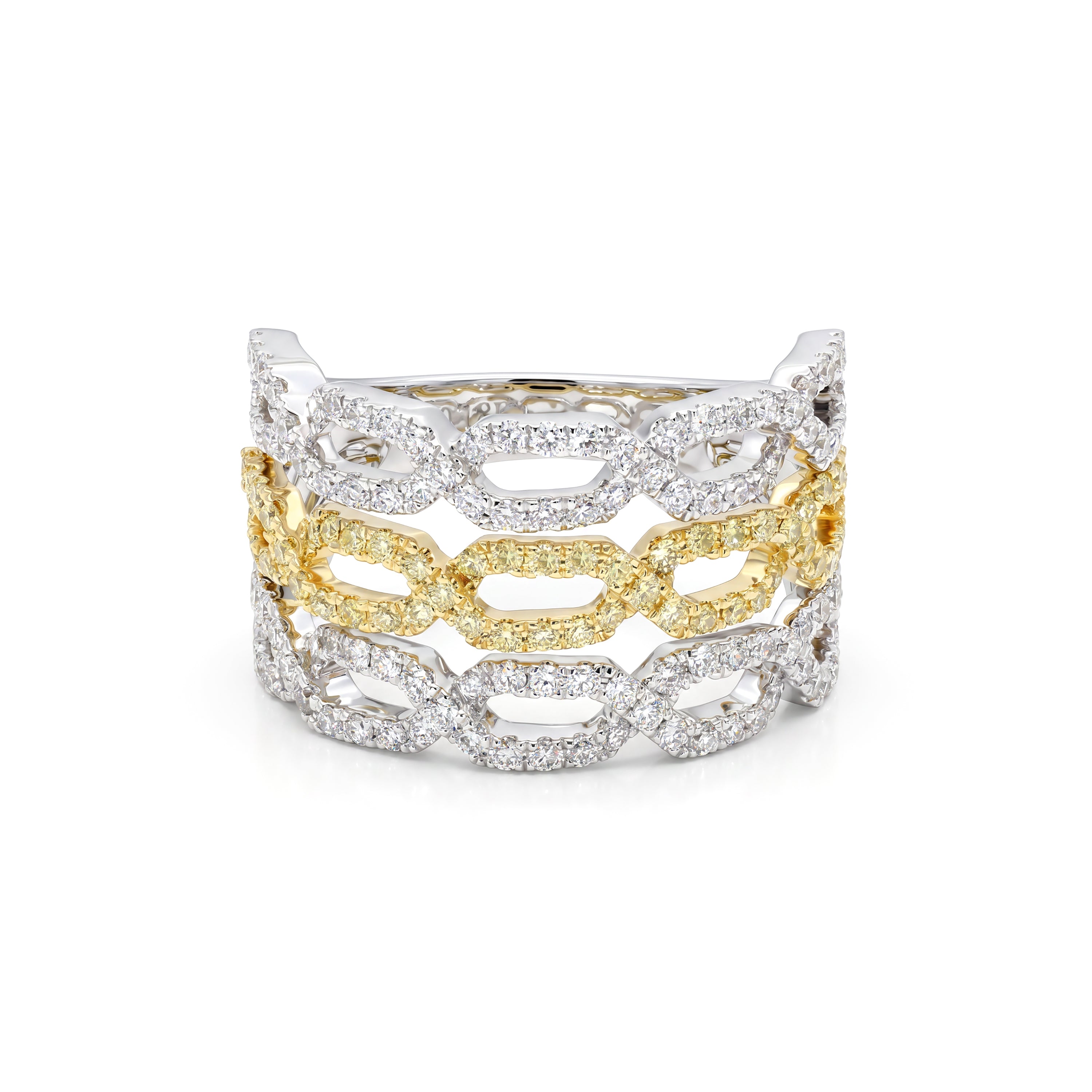 Natural Pavé Yellow & White Diamond Links Band