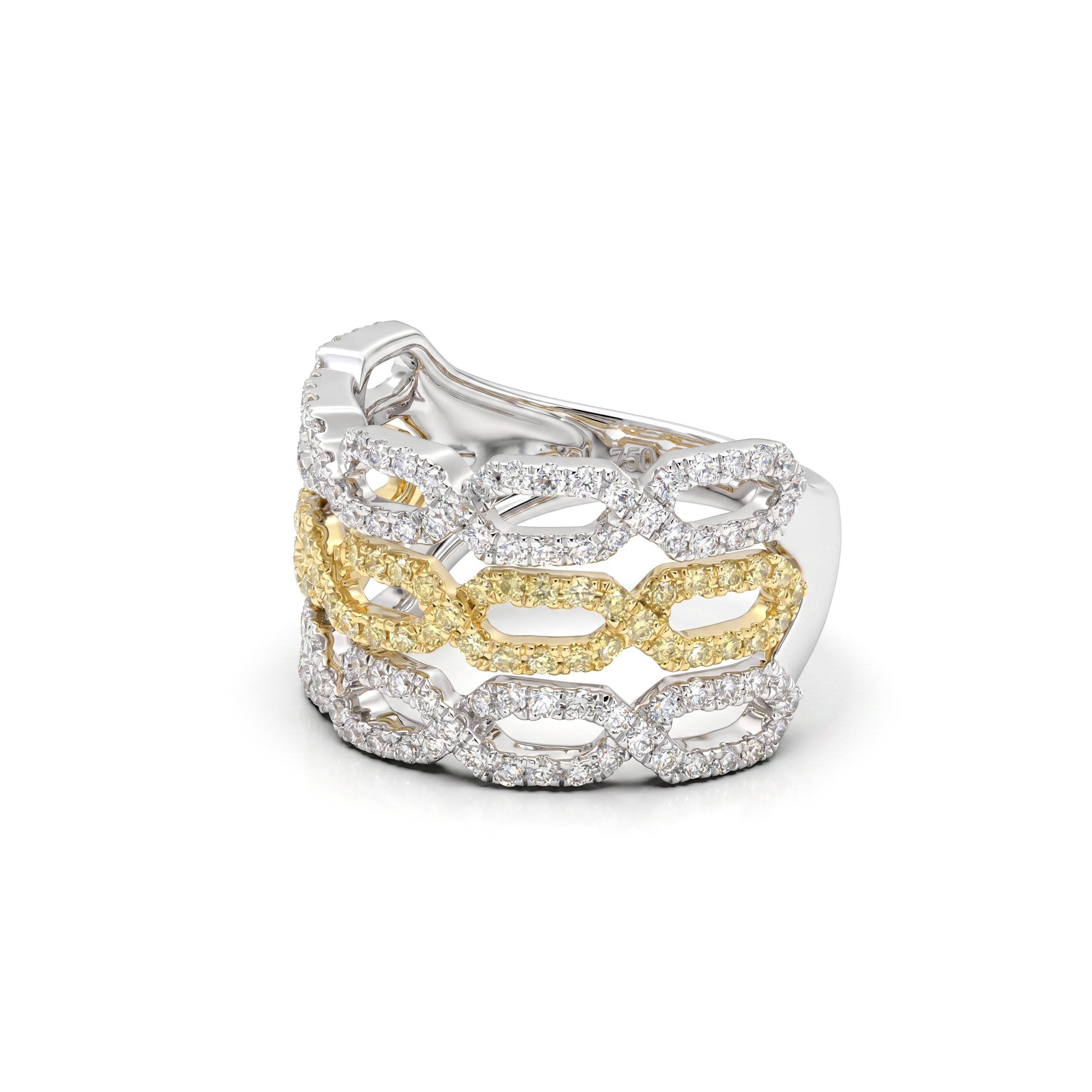 Natural Pavé Yellow & White Diamond Links Band