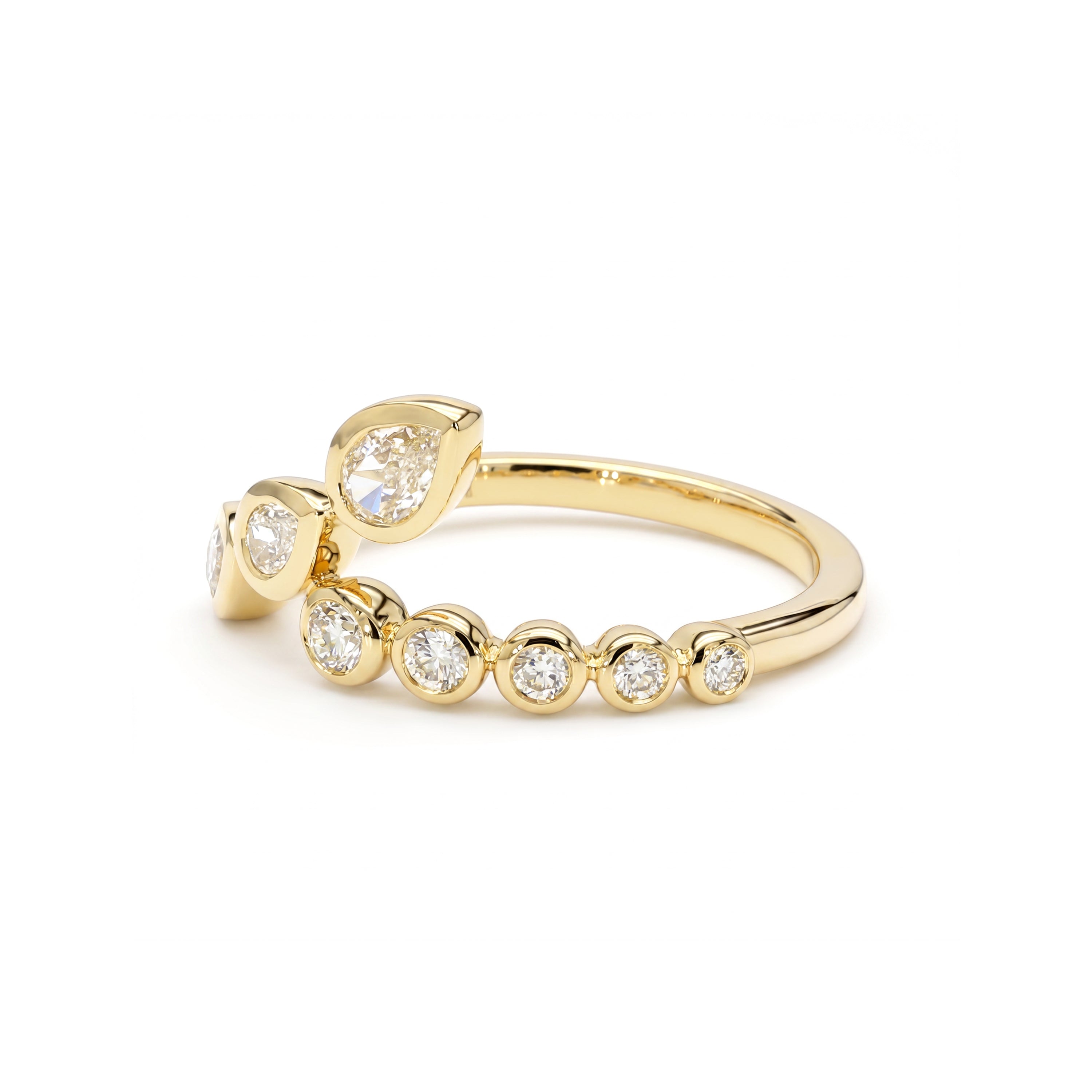 Natural Yellow Pear Diamond Crossover Bezel Ring