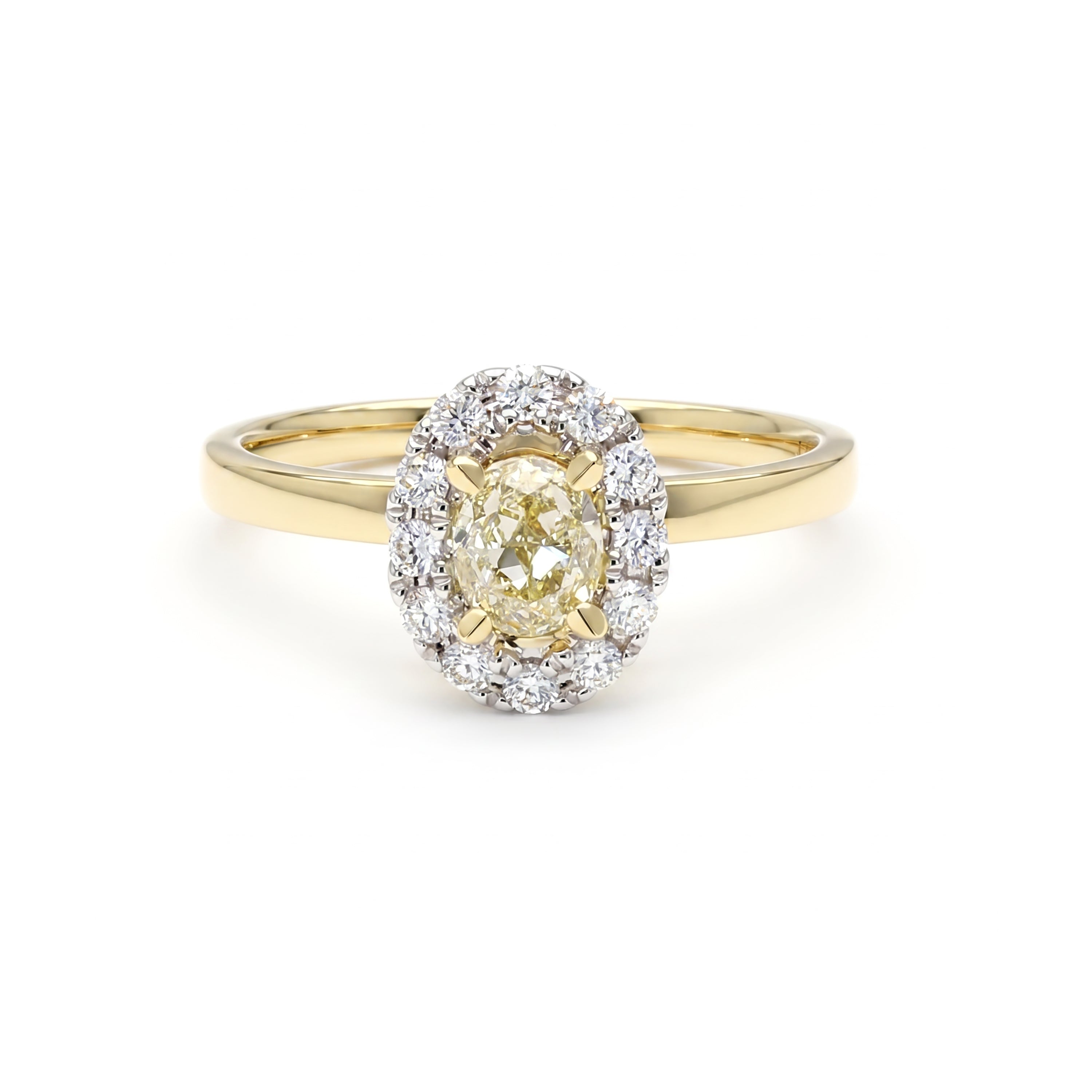 Natural Yellow Oval Diamond Halo Ring