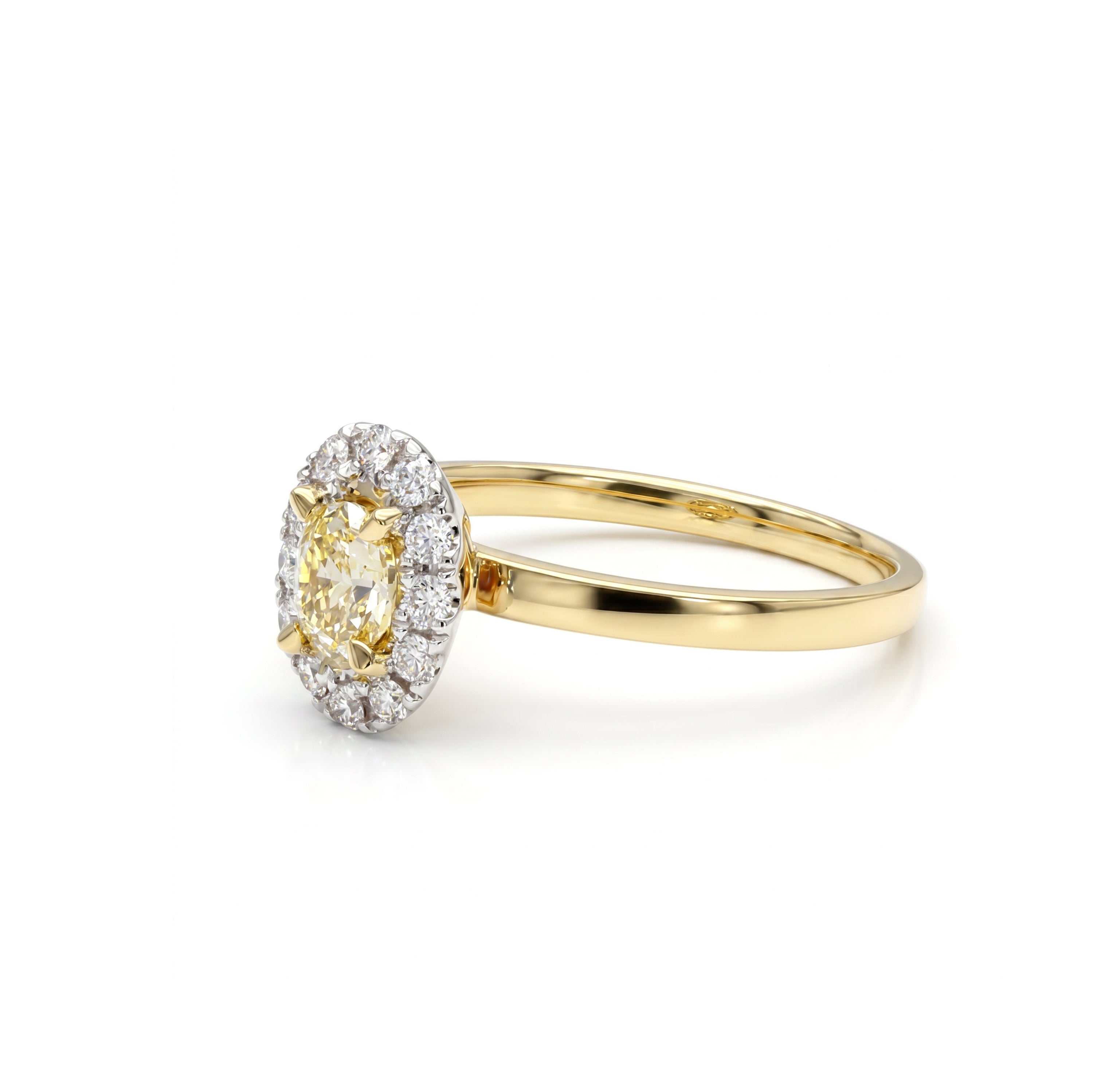 Natural Yellow Oval Diamond Halo Ring