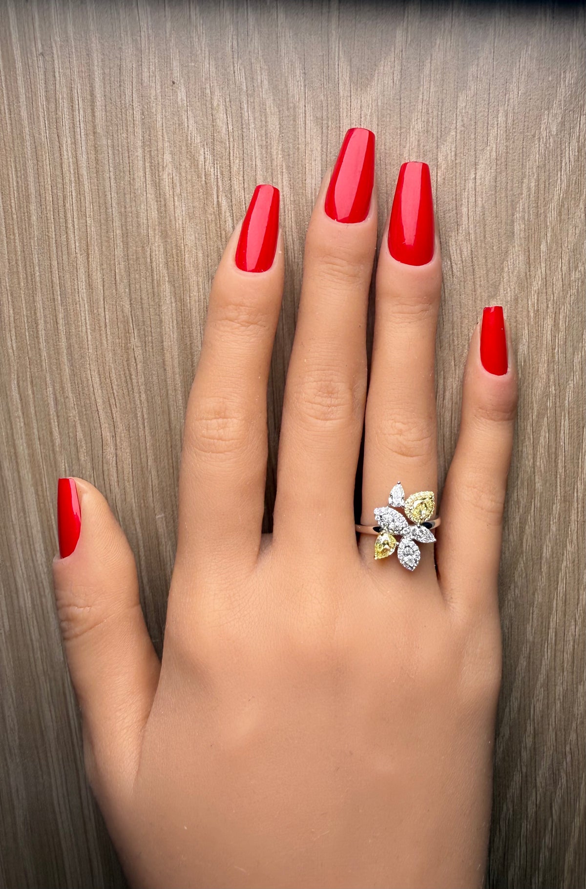 Natural White Pear Diamond Ring