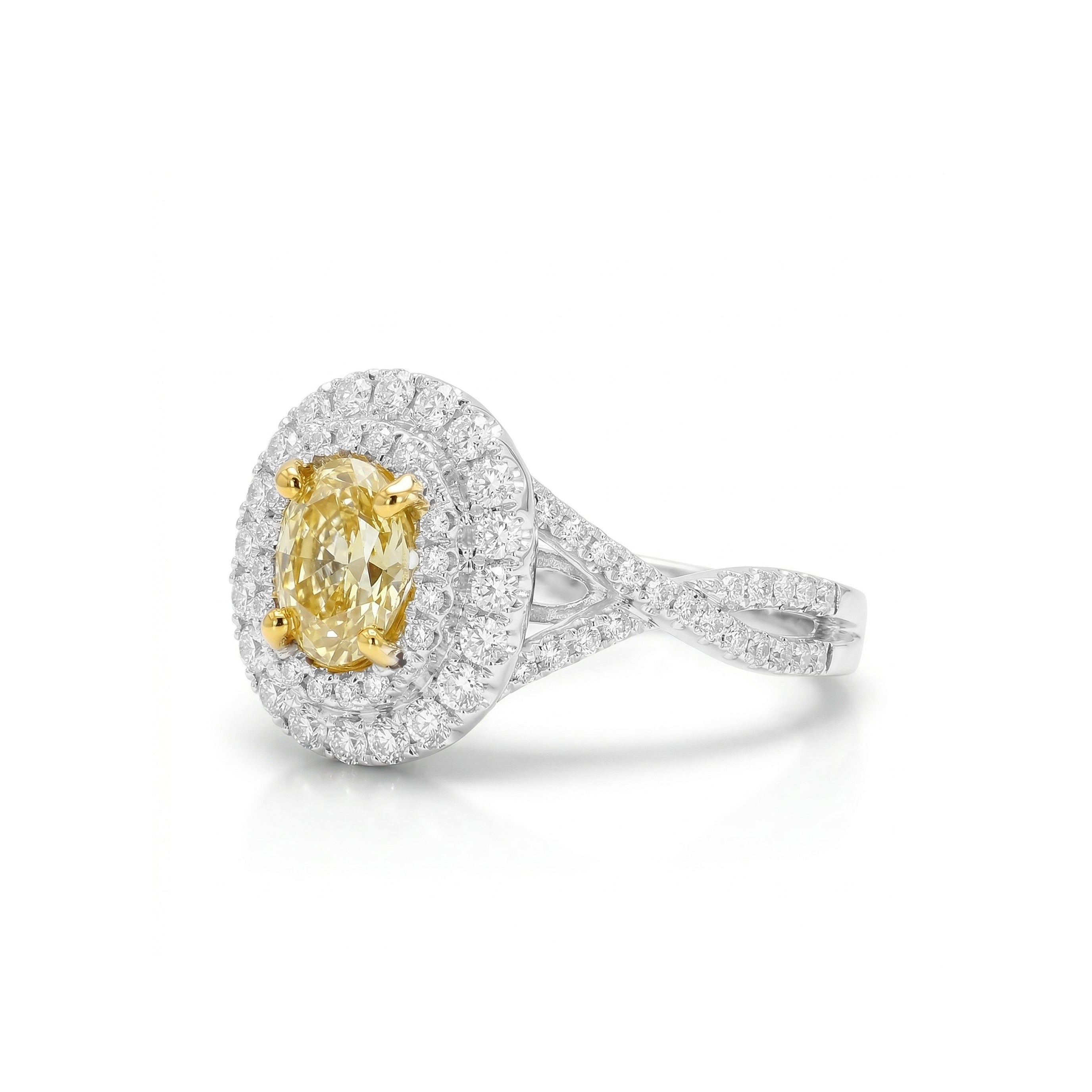 Natural Yellow Oval Diamond Ring