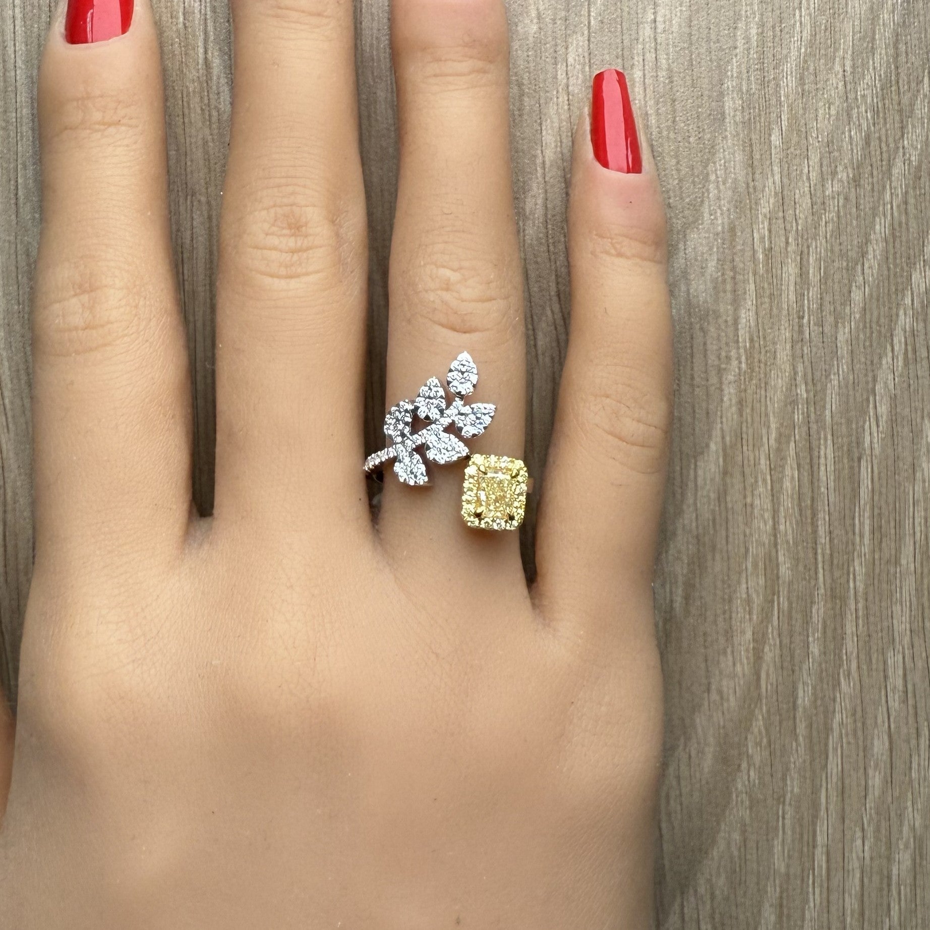 Natural Yellow Radiant Diamond Ring Gia Certified