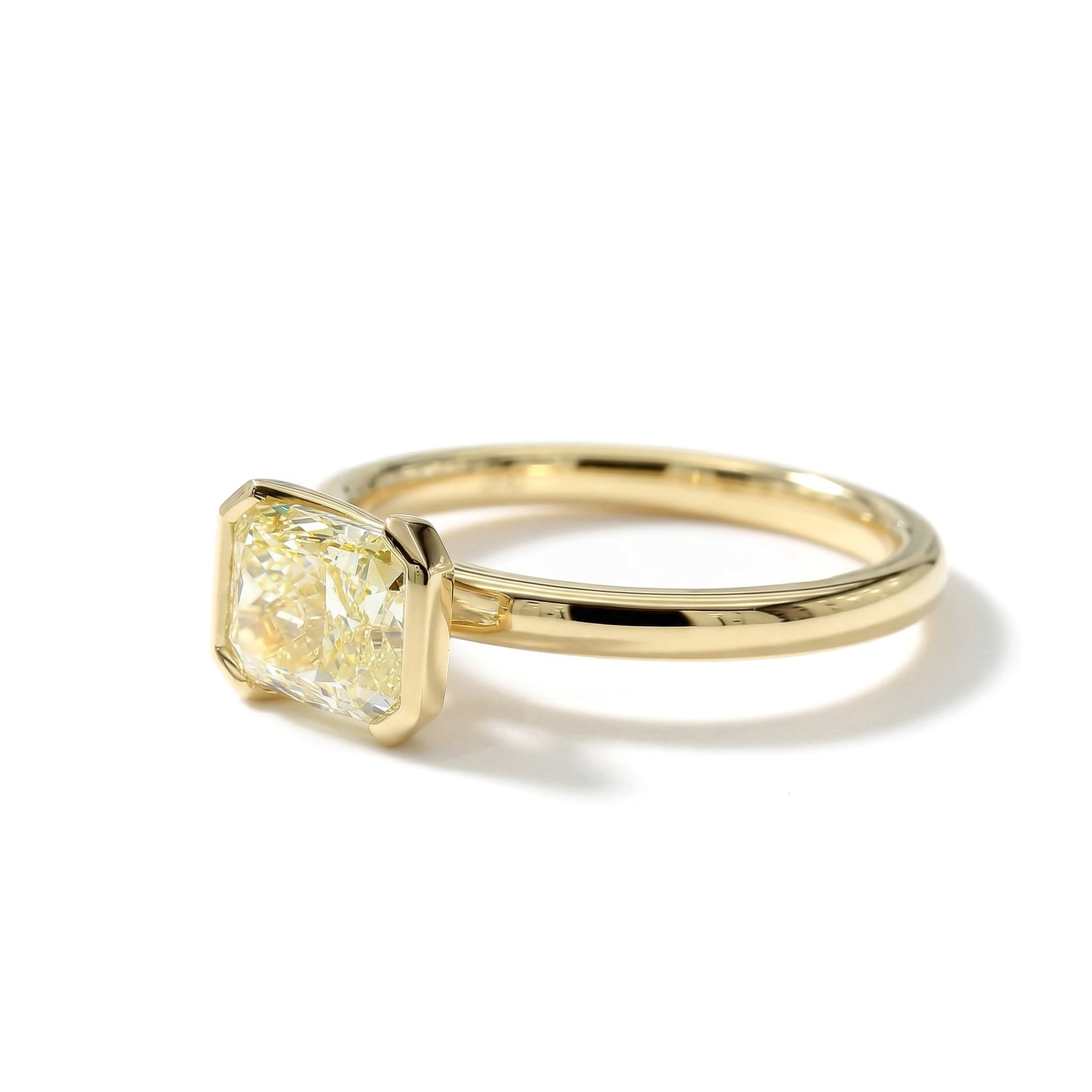 Natural Yellow Cushion Diamond Bezel Ring | GIA Certified